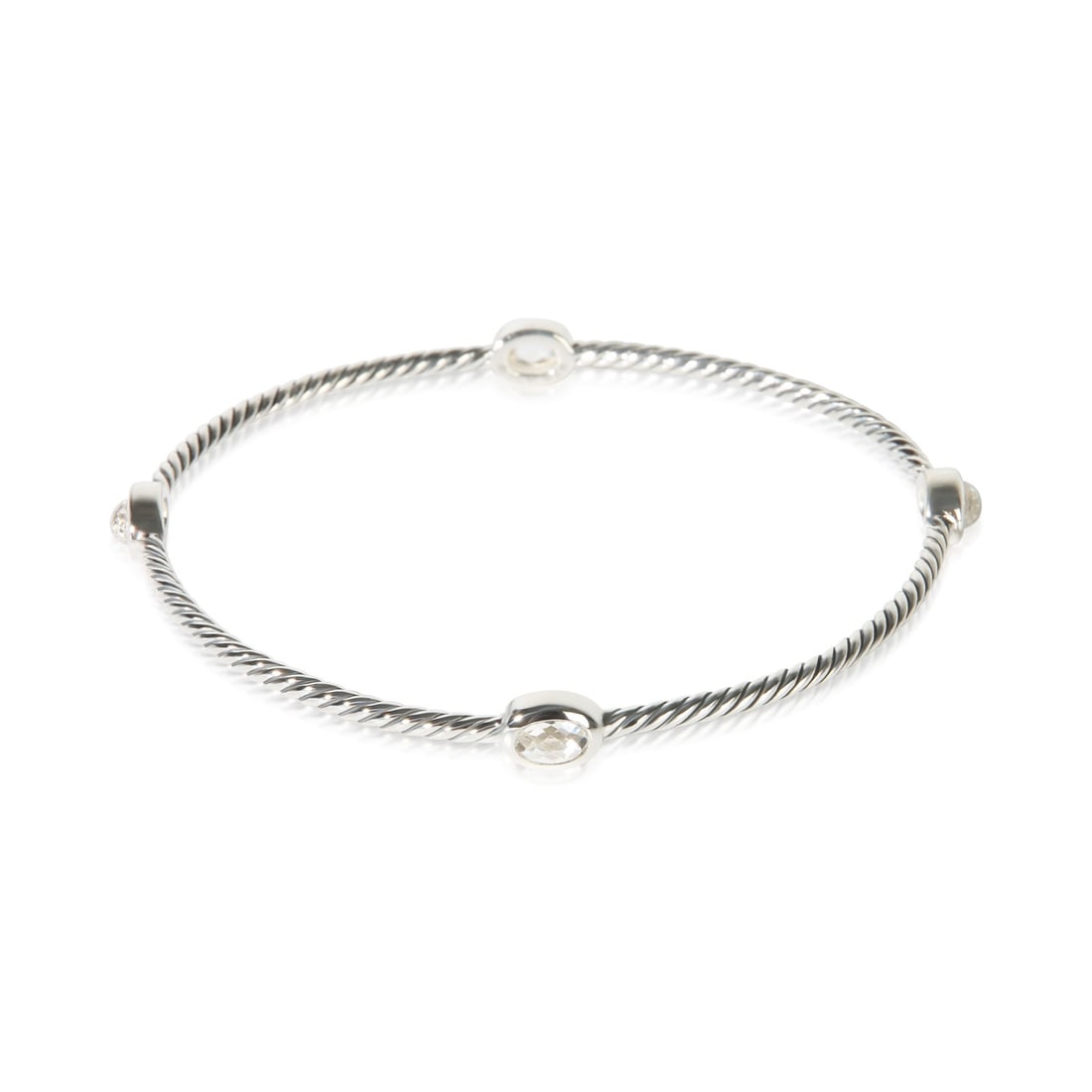 David Yurman 4 Station Cable Bracelet in Sterling Silver Quartz (1 of 5)