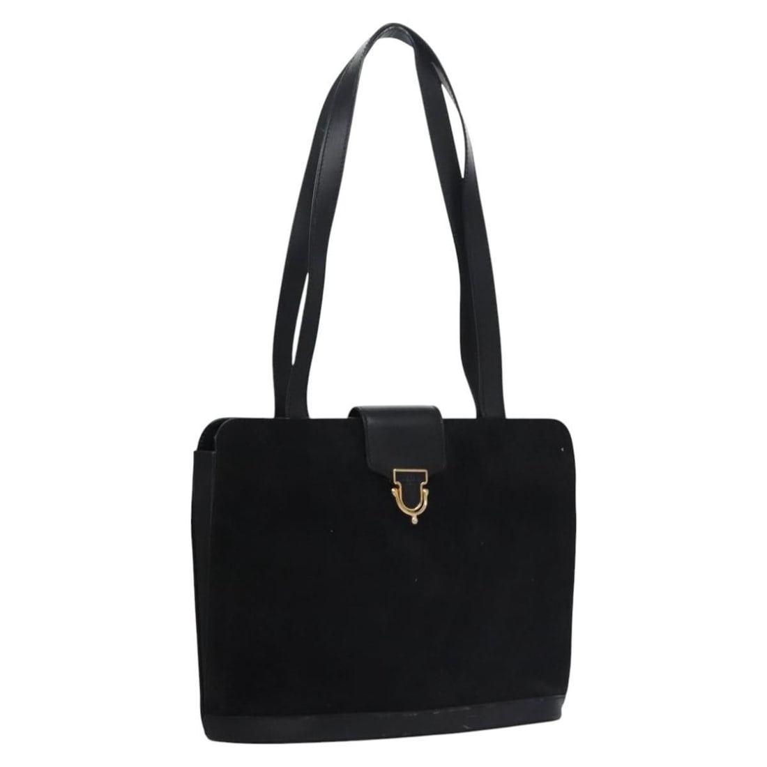 Celine Vintage black suede handbag made in Italy: Celine Vintage black suede handbag made in Italy Vintage Celine suede bag in black with an understated design and honest vintage wear. The exterior shows surface deformations, light wear, and light ma