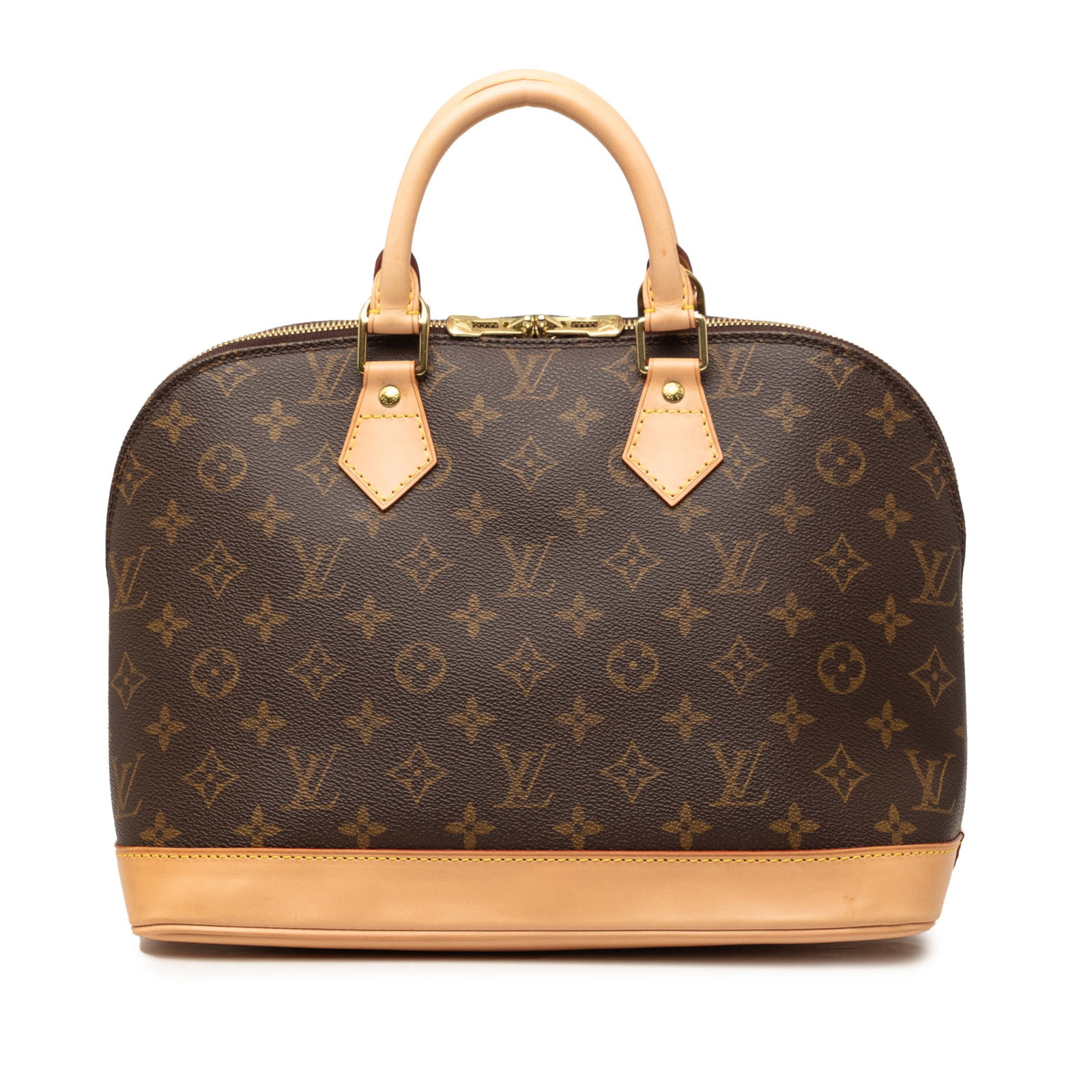 Louis Vuitton Alma PM Monogram Canvas Handbag: Louis Vuitton Alma PM Monogram Canvas Handbag The Louis Vuitton Monogram Alma PM is a brown bag made in France, featuring a monogram canvas body with vachetta leather trim, rolled vachetta leather han