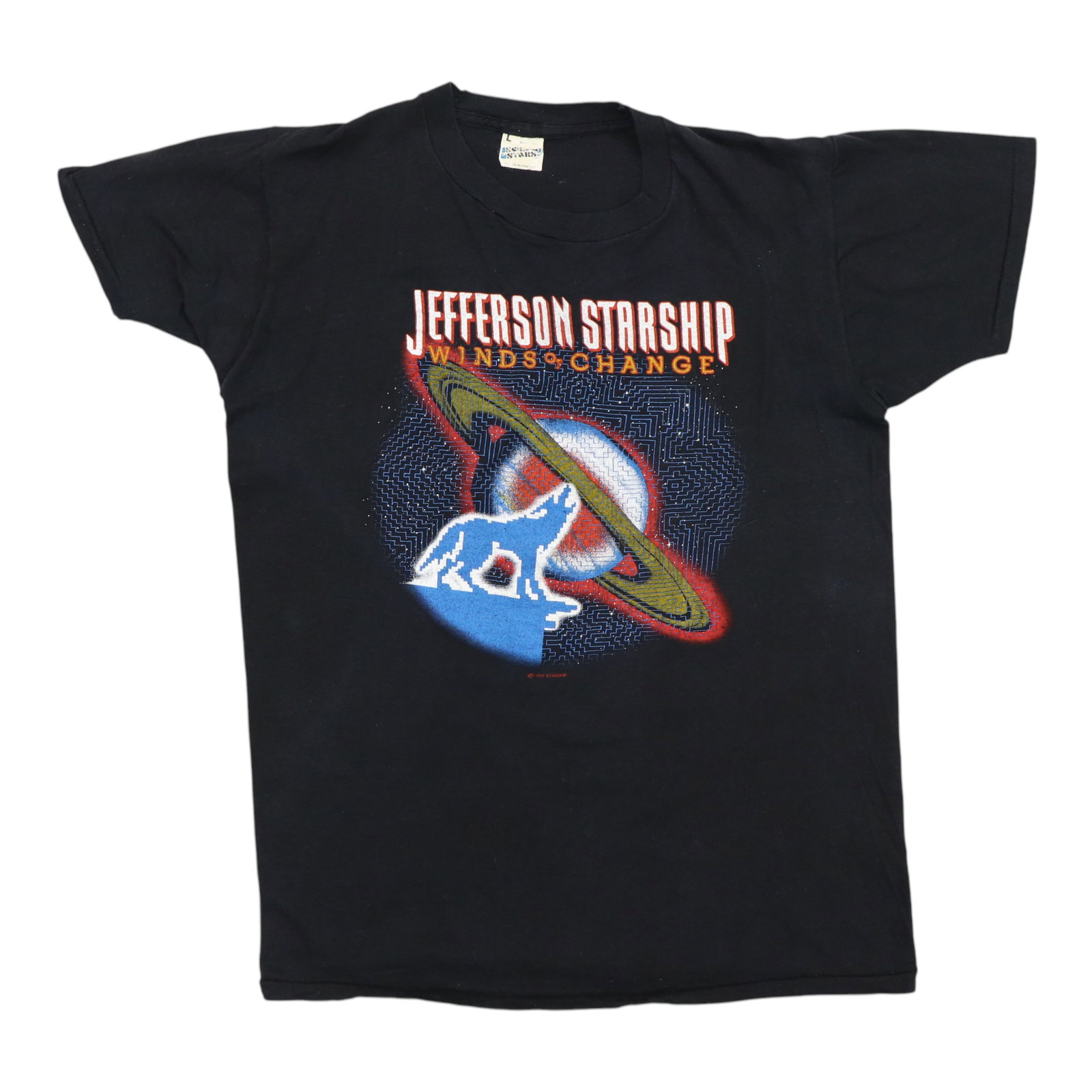 Black 1982 Jefferson Starship Winds Of Change Vintage Cotton Shirt Large: Black 1982 Jefferson Starship Winds Of Change Vintage Cotton Shirt Large Authentic vintage 1982 Jefferson Starship "Winds Of Change" shirt with front and back graphics. This original vintage piece is 