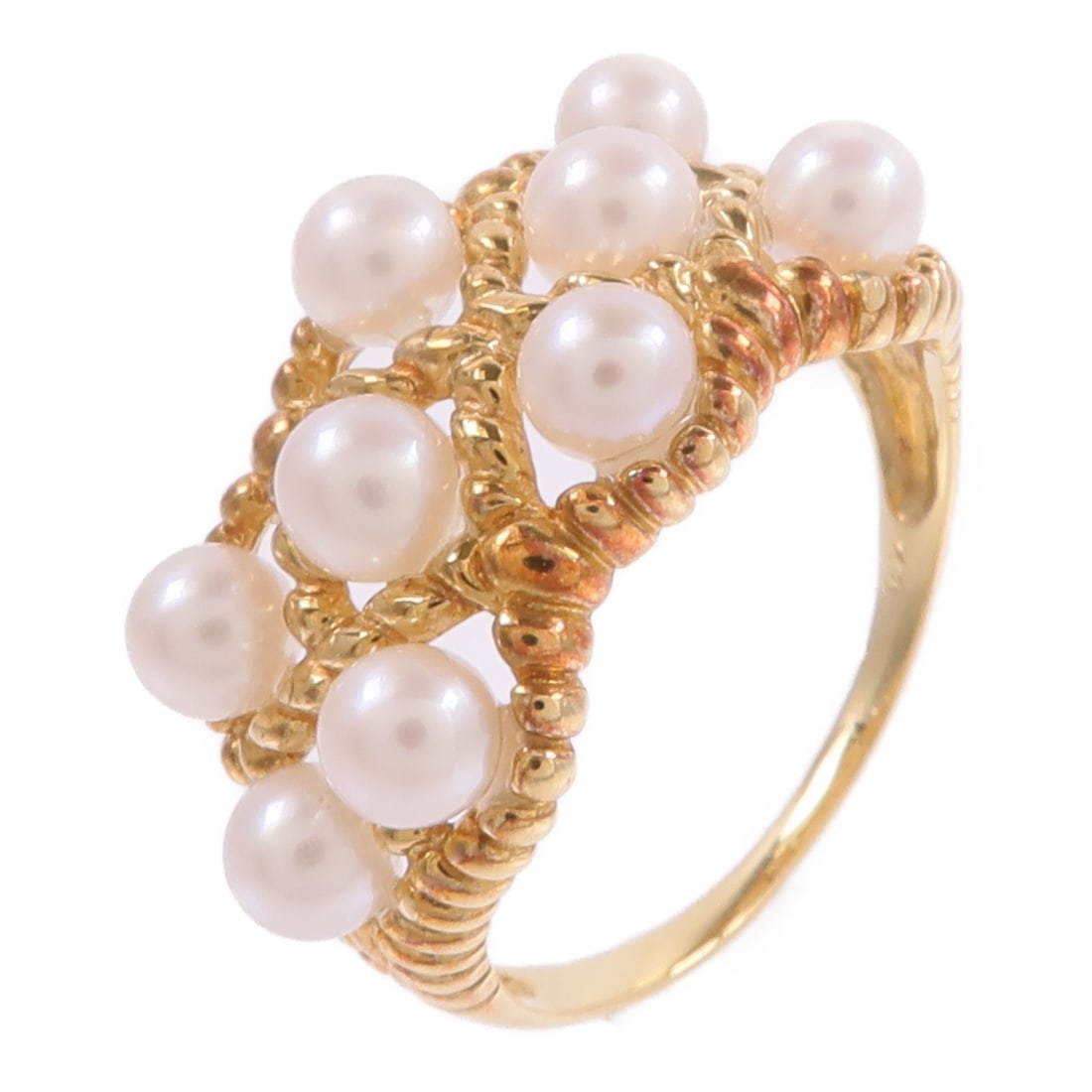 18K Yellow Gold Pearl Ring White Pearl US Size 7 (1 of 8)