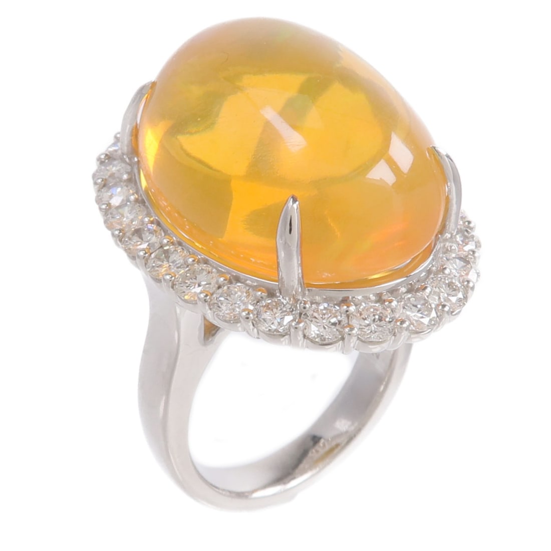 Pt900 Platinum Ring Fire Opal Diamond US 6 JEWELRY (1 of 11)