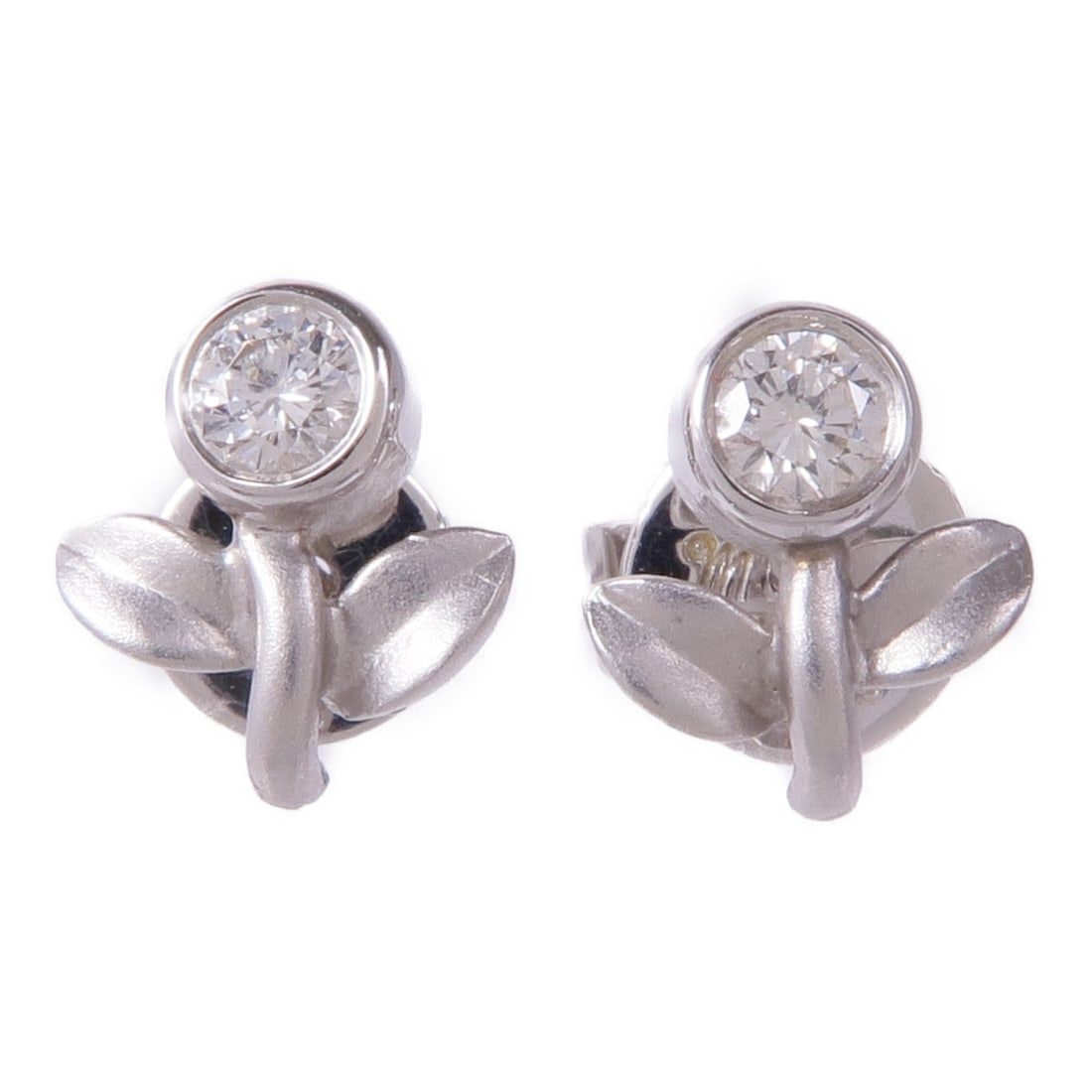 Pierced Diamond Earrings in 18K White Gold: Pierced Diamond Earrings in 18K White Gold Pierced earrings in 18K white gold (K18WG) with diamond accents. The earrings are described as clear in color and are listed for women in regular size. Condi