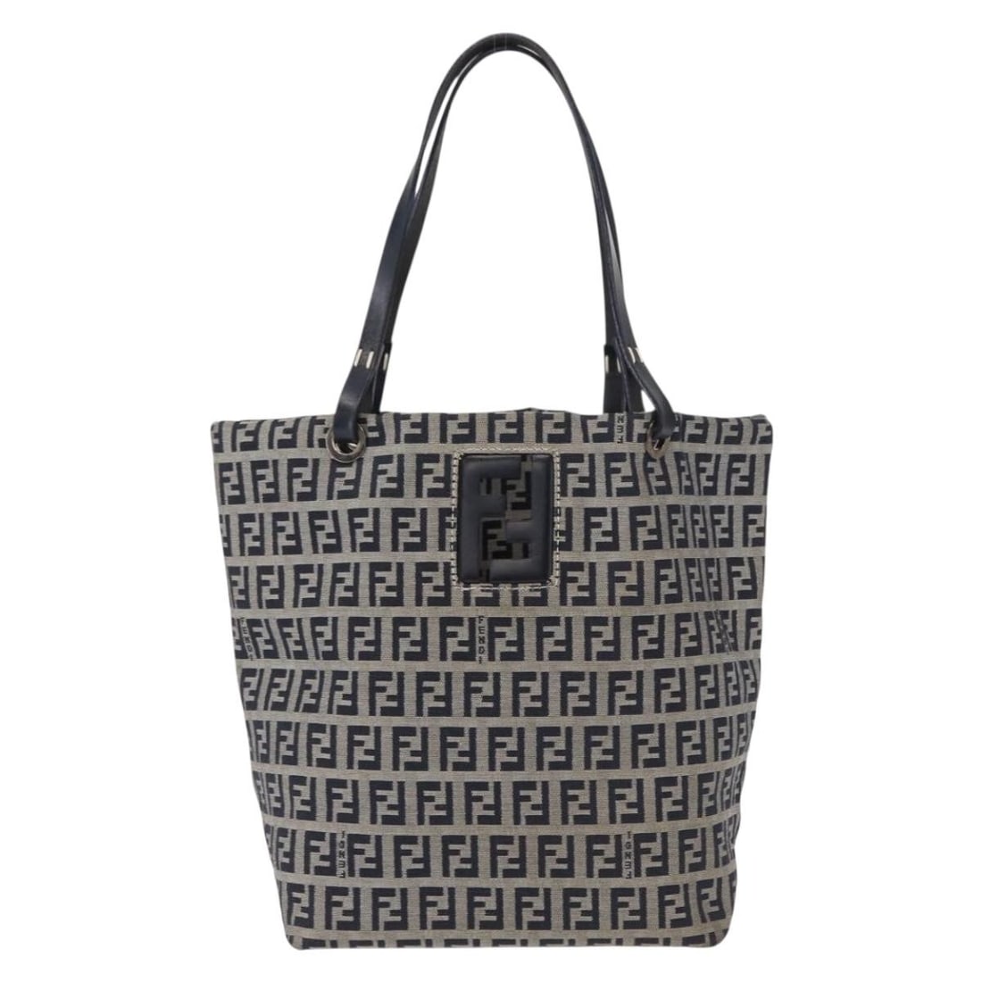 Navy Canvas Tote Bag by Fendi with Zucchino Pattern 18cm x 22cm x 11cm: Navy Canvas Tote Bag by Fendi with Zucchino Pattern 18cm x 22cm x 11cm This Fendi shopping tote for women is crafted from navy canvas and features leather details. It measures 18cm x 22cm x 11cm and i