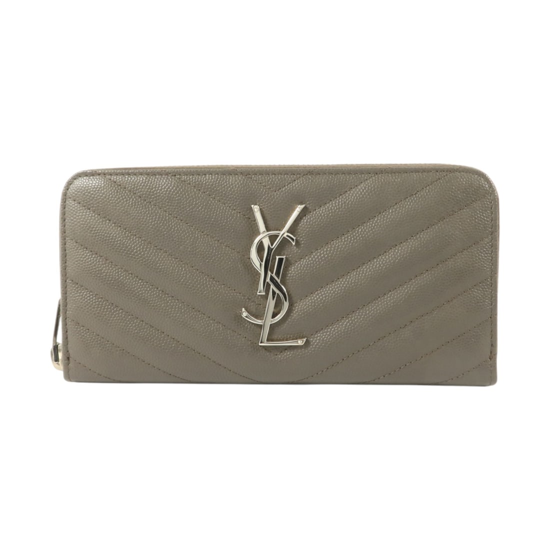 SAINT LAURENT 358094 zip around calfskin wallet gray SHW: SAINT LAURENT 358094 zip around calfskin wallet gray SHW Saint Laurent long wallet in gray calfskin leather with a zip-around design. This women's wallet offers organized storage with multiple compart