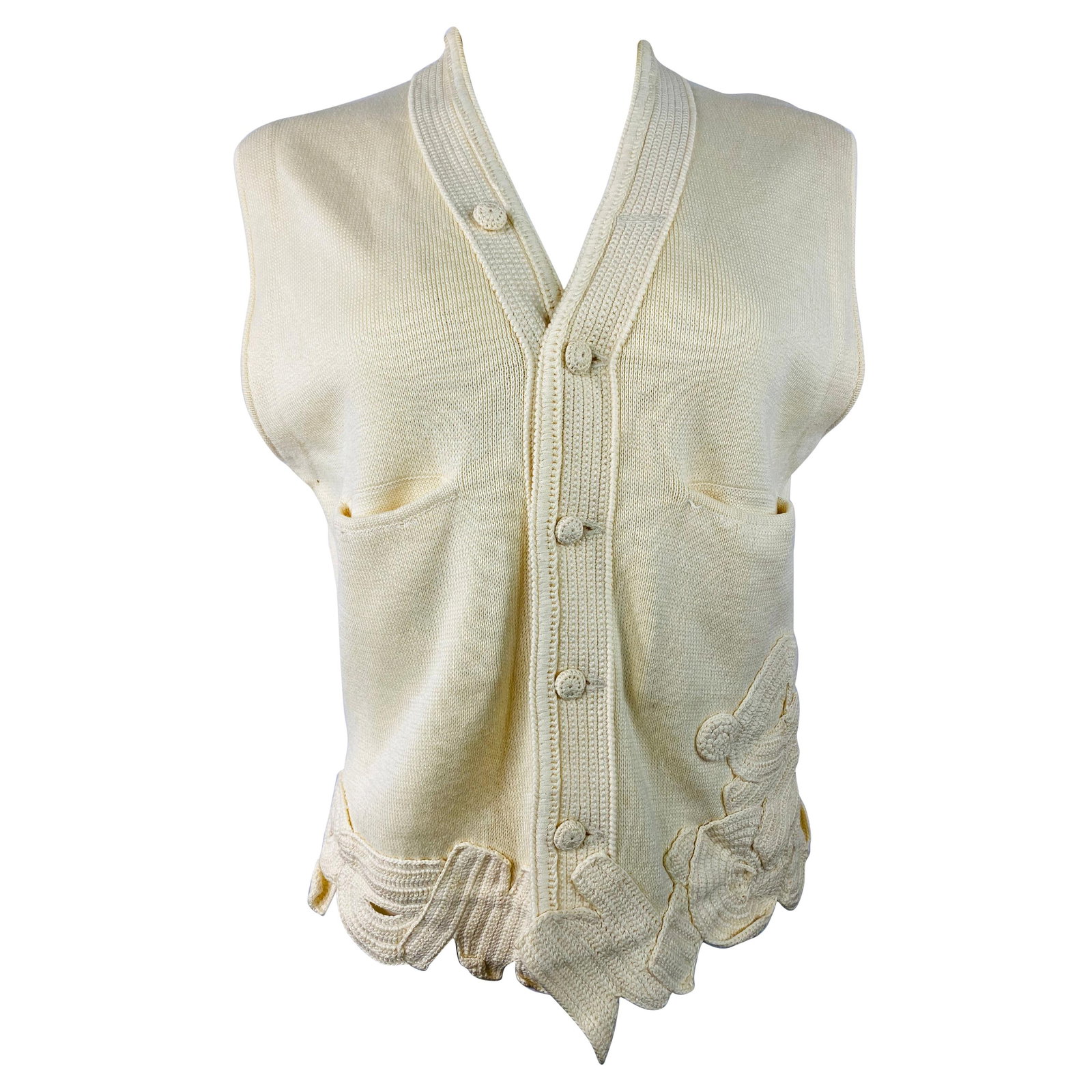 Matsuda Nicole Tokyo cotton knit vest in ivory (1 of 14)