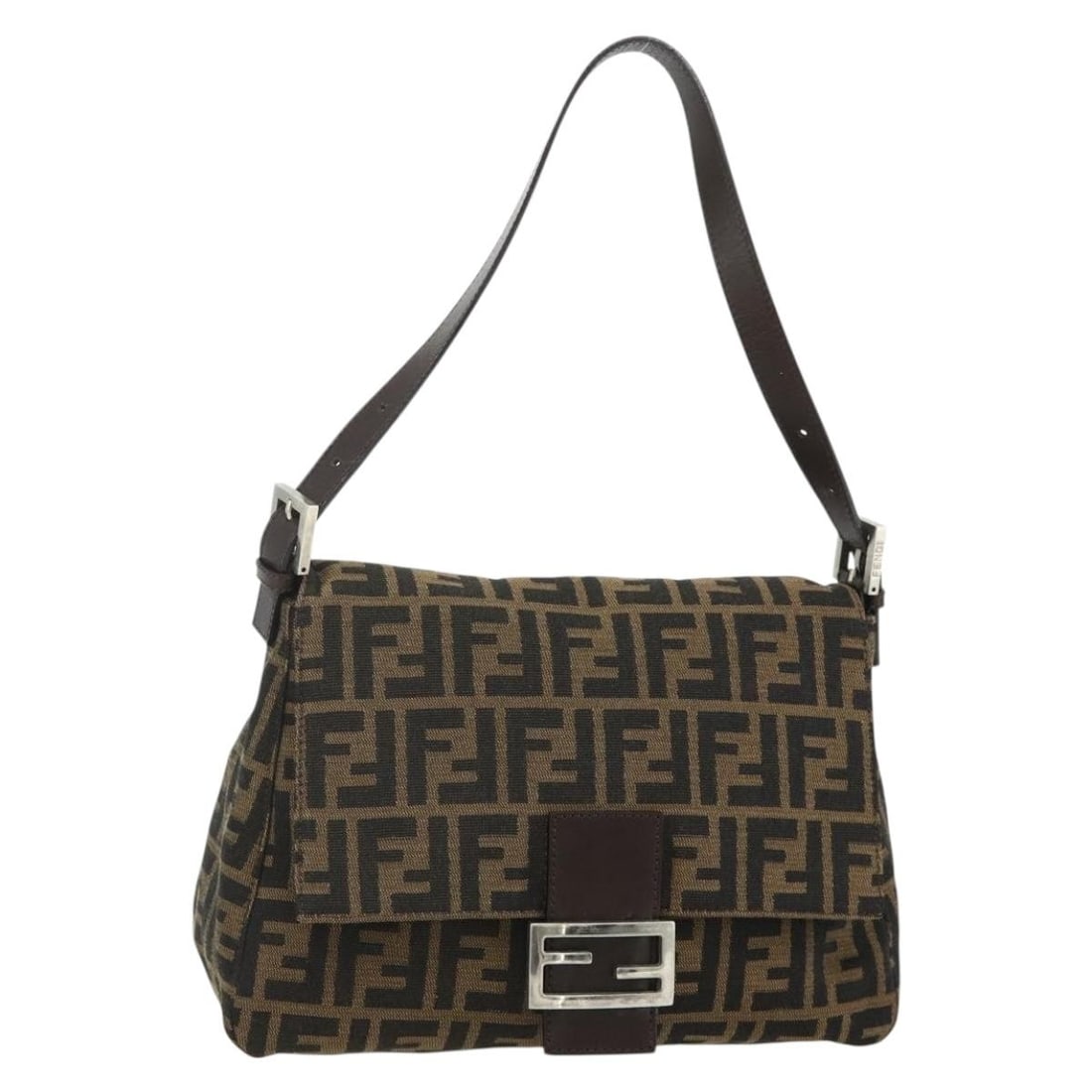 Fendi Mamma Baguette Zucca Canvas Shoulder Bag Black Brown: Fendi Mamma Baguette Zucca Canvas Shoulder Bag Black Brown Authentic Fendi Mamma Baguette shoulder bag in black and brown Zucca canvas. Made in Italy, this women's shoulder bag includes a dust bag and