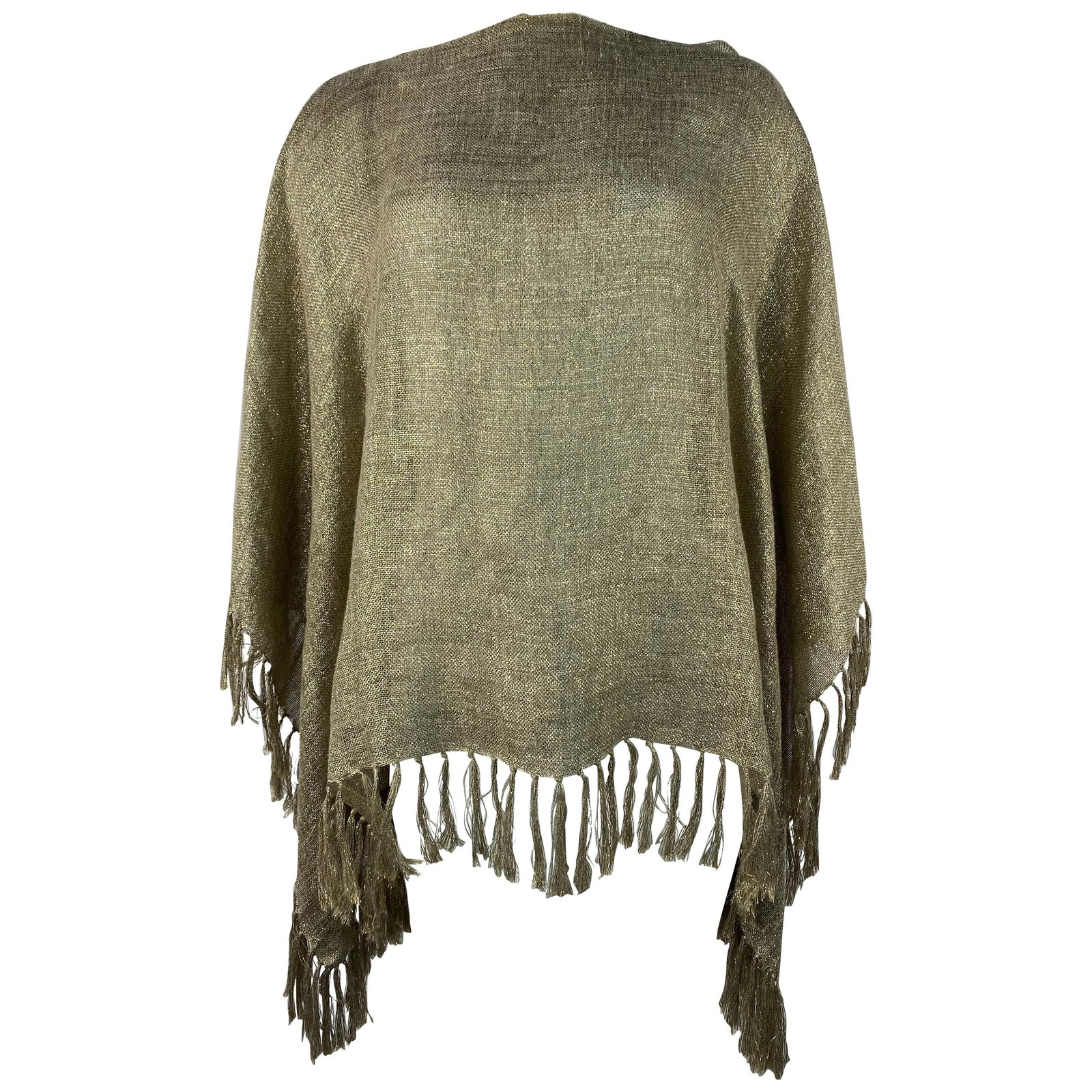 Brunello Cucinelli metallic knit cover up tunic brown gold fringe (1 of 7)