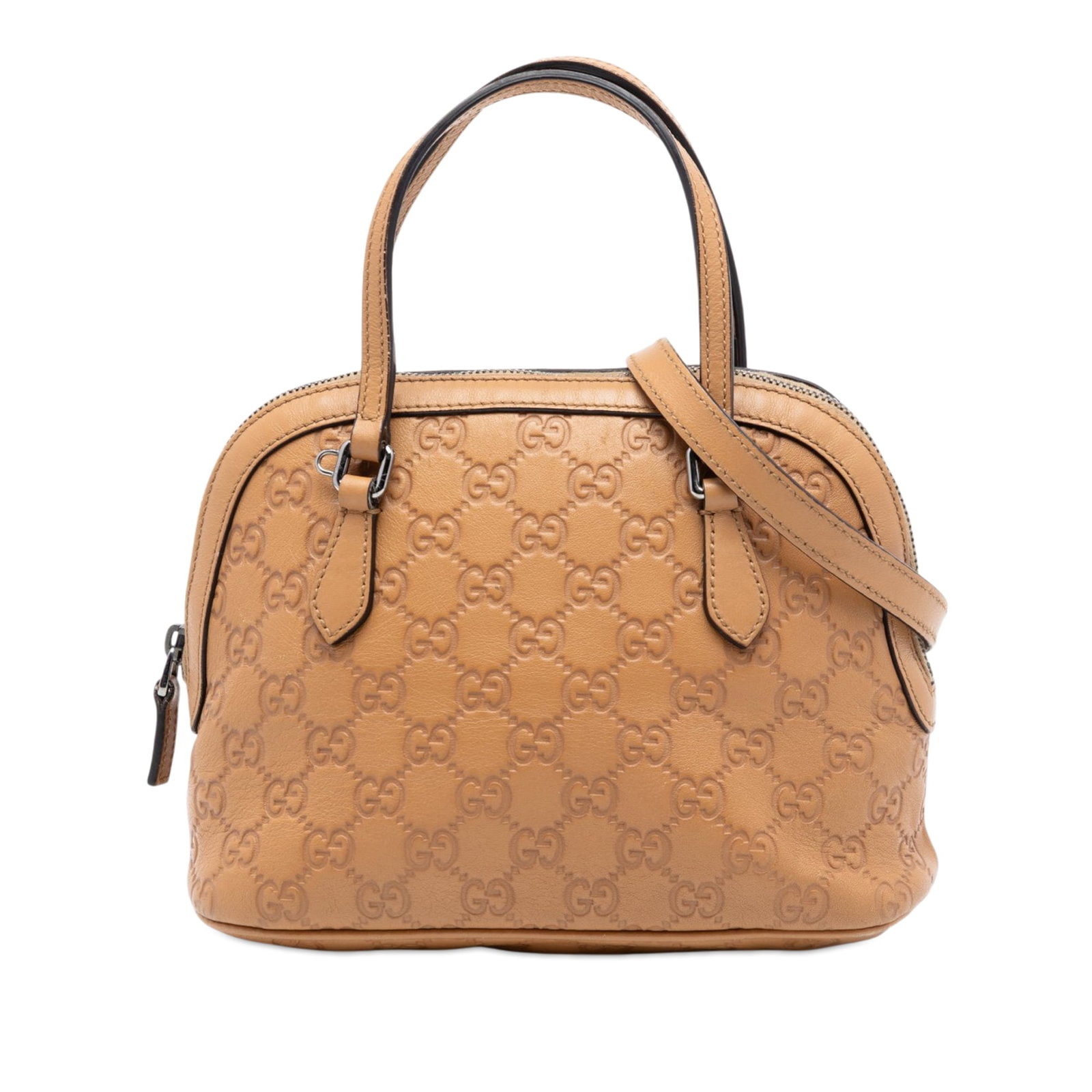 Gucci Mini Guccissima Brown Leather Dome Satchel: Gucci Mini Guccissima Brown Leather Dome Satchel This Mini Guccissima Dome Satchel features a brown leather body with the signature Guccissima pattern. It is designed with flat leather handles, a deta