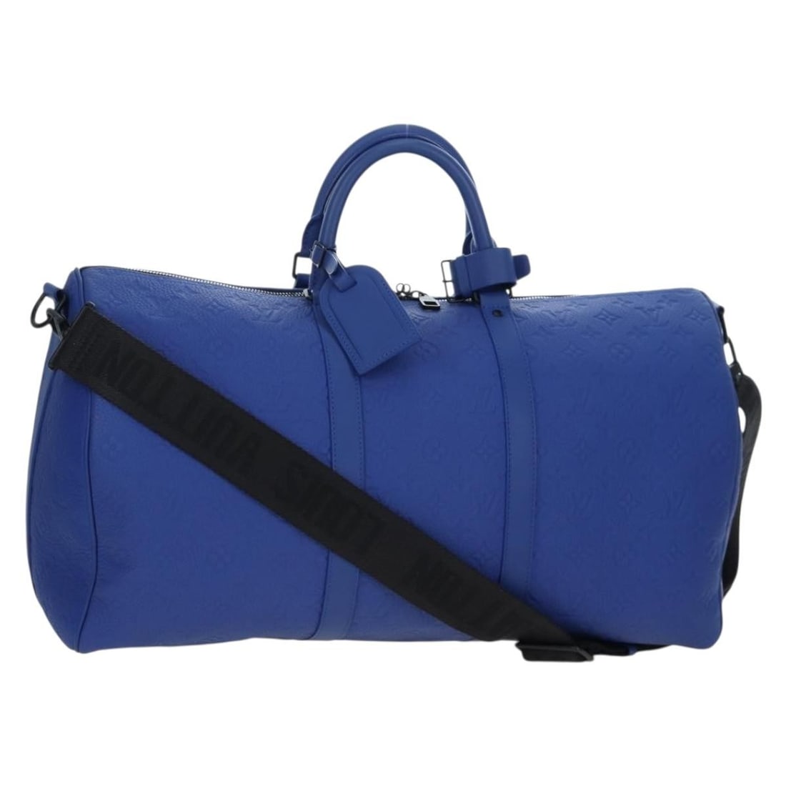 Louis Vuitton M23141 Keepall Bandouliere 50 Boston Bag Blue Monogram Canvas: Louis Vuitton M23141 Keepall Bandouliere 50 Boston Bag Blue Monogram Canvas A Louis Vuitton Boston bag in Monogram Canvas with a Monogram/Blue exterior. This Keepall Bandouliere 50 is made in Italy an