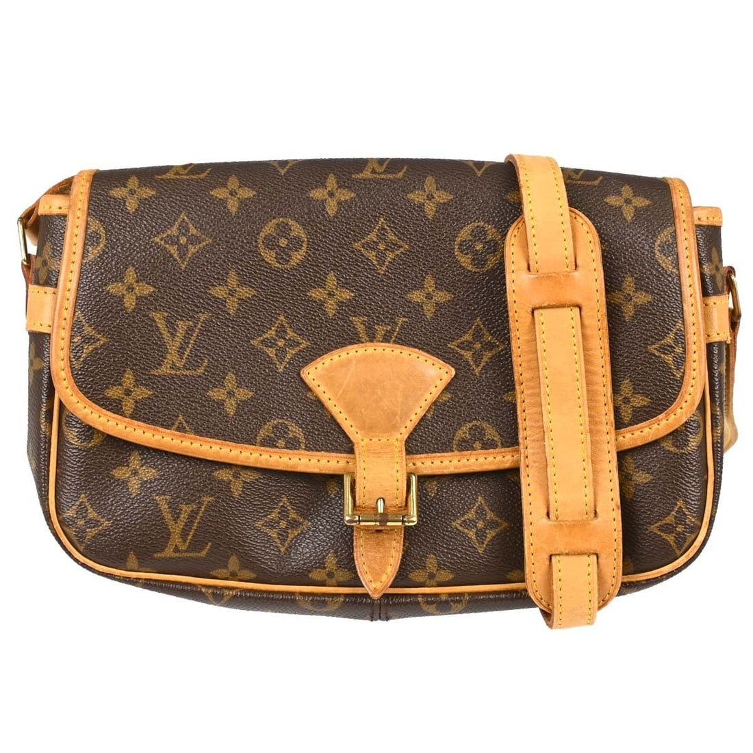 Louis Vuitton Sologne Monogram Canvas Crossbody Bag M42250: Louis Vuitton Sologne Monogram Canvas Crossbody Bag M42250 Vintage Louis Vuitton Sologne crossbody shoulder bag in brown monogram canvas and leather. This women's medium bag features a flap buckle clo