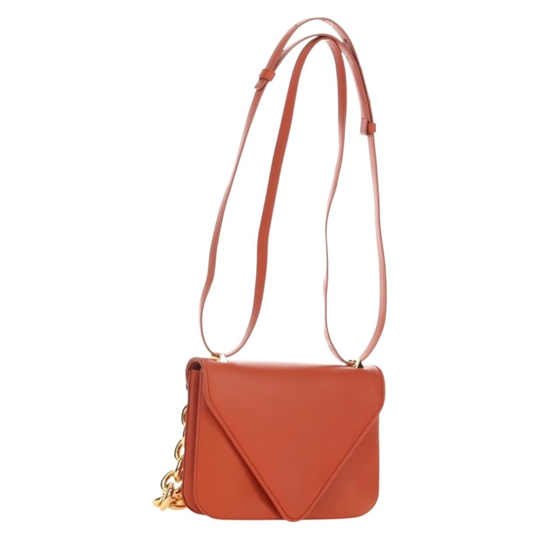 Bottega Veneta Mount 2way Leather Shoulder Bag Orange Gold: Bottega Veneta Mount 2way Leather Shoulder Bag Orange Gold This Bottega Veneta Mount Chain shoulder bag is crafted from leather in an orange and gold color combination. It is a 2-way style with a