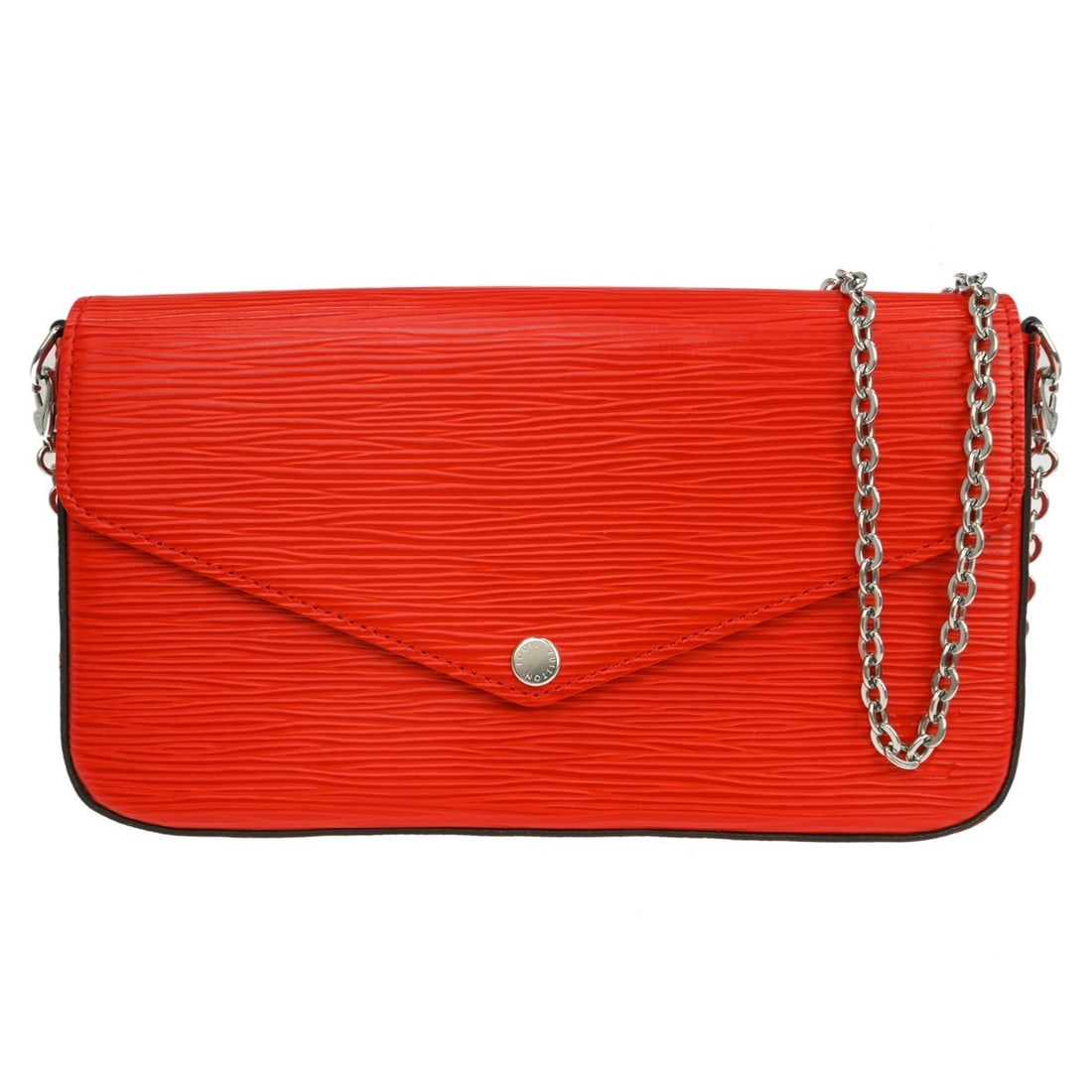 Louis Vuitton Pochette Felicie Red Epi Leather Small Shoulder Bag: Louis Vuitton Pochette Felicie Red Epi Leather Small Shoulder Bag Louis Vuitton Pochette Felicie shoulder bag in Monogram canvas, presented in a small size with a red exterior. The bag is vintage and 