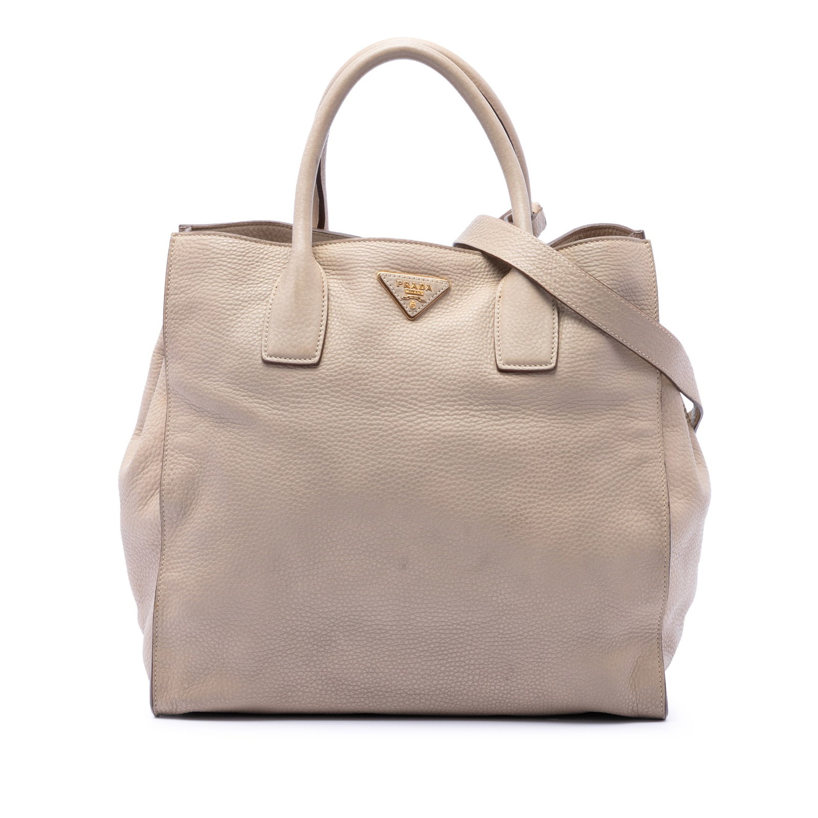 Prada Vitello Daino leather satchel with strap beige (1 of 7)
