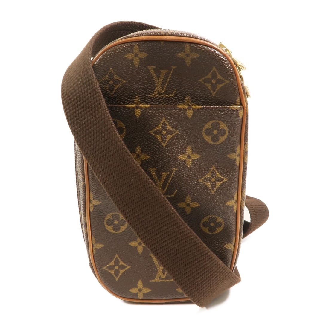 Louis Vuitton Pochette Gange Monogram Waist Bag M51870 Brown: Louis Vuitton Pochette Gange Monogram Waist Bag M51870 Brown This Louis Vuitton Pochette Gange is a waist bag/body bag in brown Monogram and PVC coated canvas. It features a shoulder strap and a faste