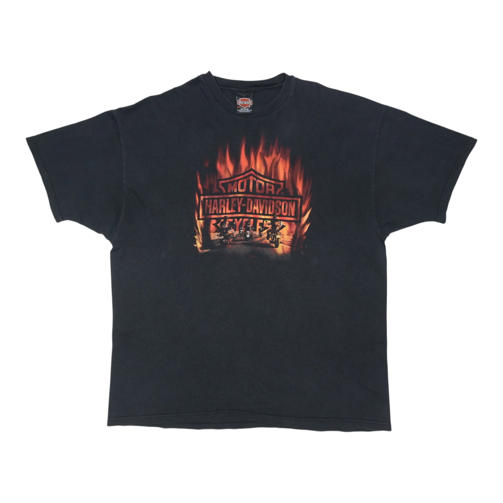 Harley Davidson Ozarks Vintage Black Cotton T Shirt XXL: Harley Davidson Ozarks Vintage Black Cotton T Shirt XXL Authentic vintage 2000 Harley Davidson Ozarks shirt with front and back graphics. This is an original vintage piece, not a modern reproduction. 