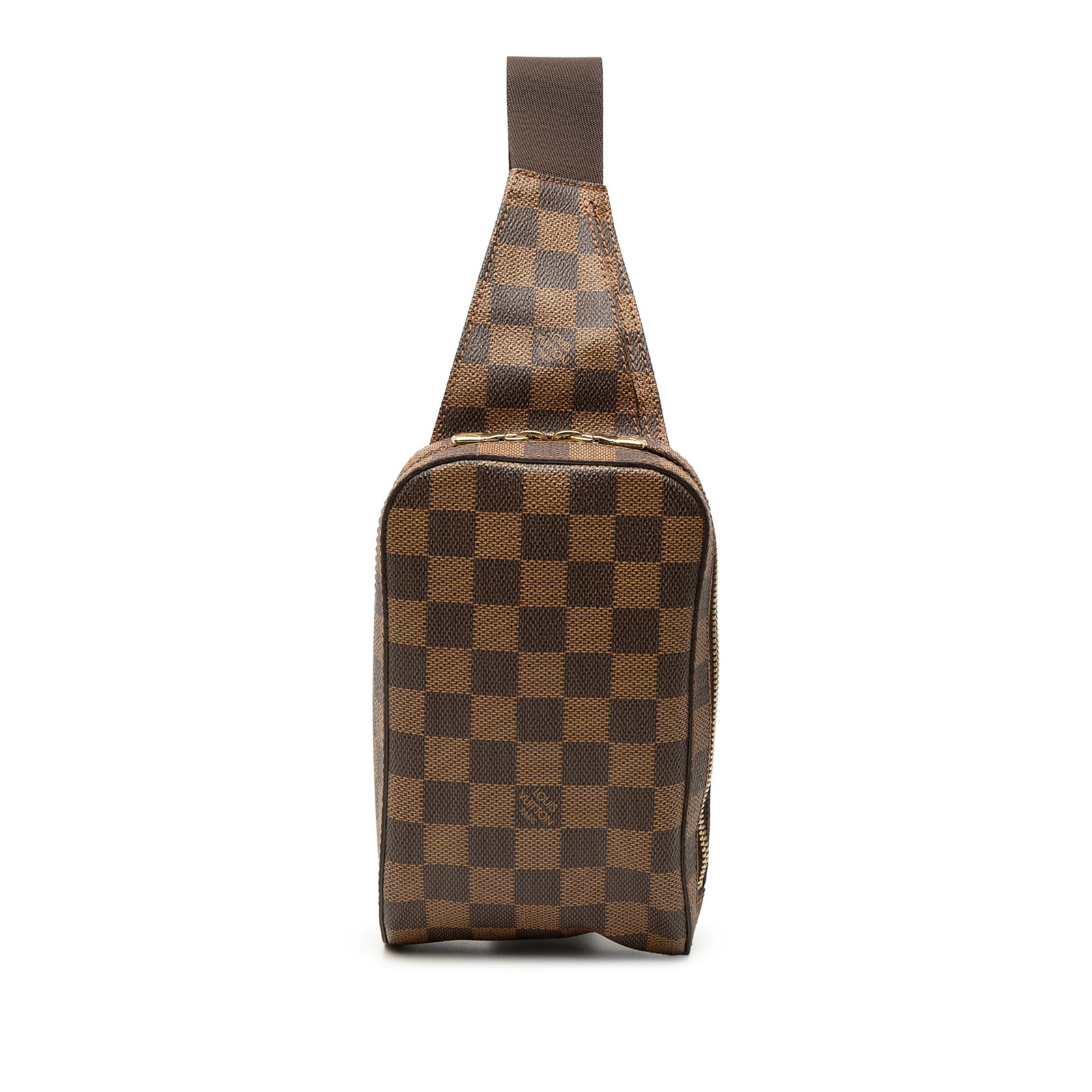 Louis Vuitton Geronimos Damier Ebene Brown Crossbody Bag: Louis Vuitton Geronimos Damier Ebene Brown Crossbody Bag Louis Vuitton Damier Ebene Geronimos bag in brown Damier canvas with an adjustable flat strap, top zip closure, and exterior slip pocket. Made 