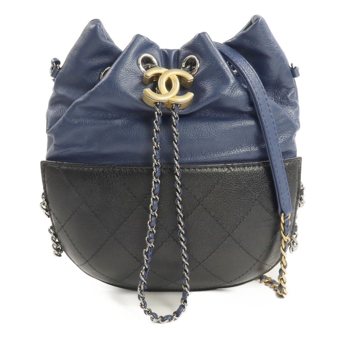CHANEL CC Shoulder Bag Black Blue Calfskin Chain Strap (1 of 14)