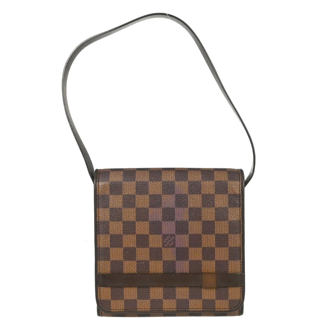Louis Vuitton Tribeca Mini Carre Top Handle Bag Damier Ebene N51162: Louis Vuitton Tribeca Mini Carre Top Handle Bag Damier Ebene N51162 Vintage Louis Vuitton Tribeca Mini Carre handbag in Damier Ebene canvas with leather trim and a top handle design. This women's mini
