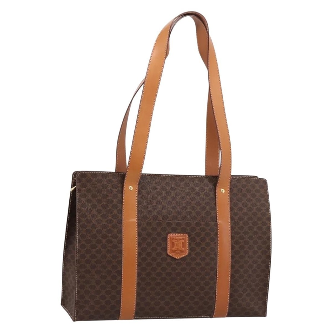 CELINE Macadam Brown PVC Leather Tote Bag Gold Tone (1 of 18)