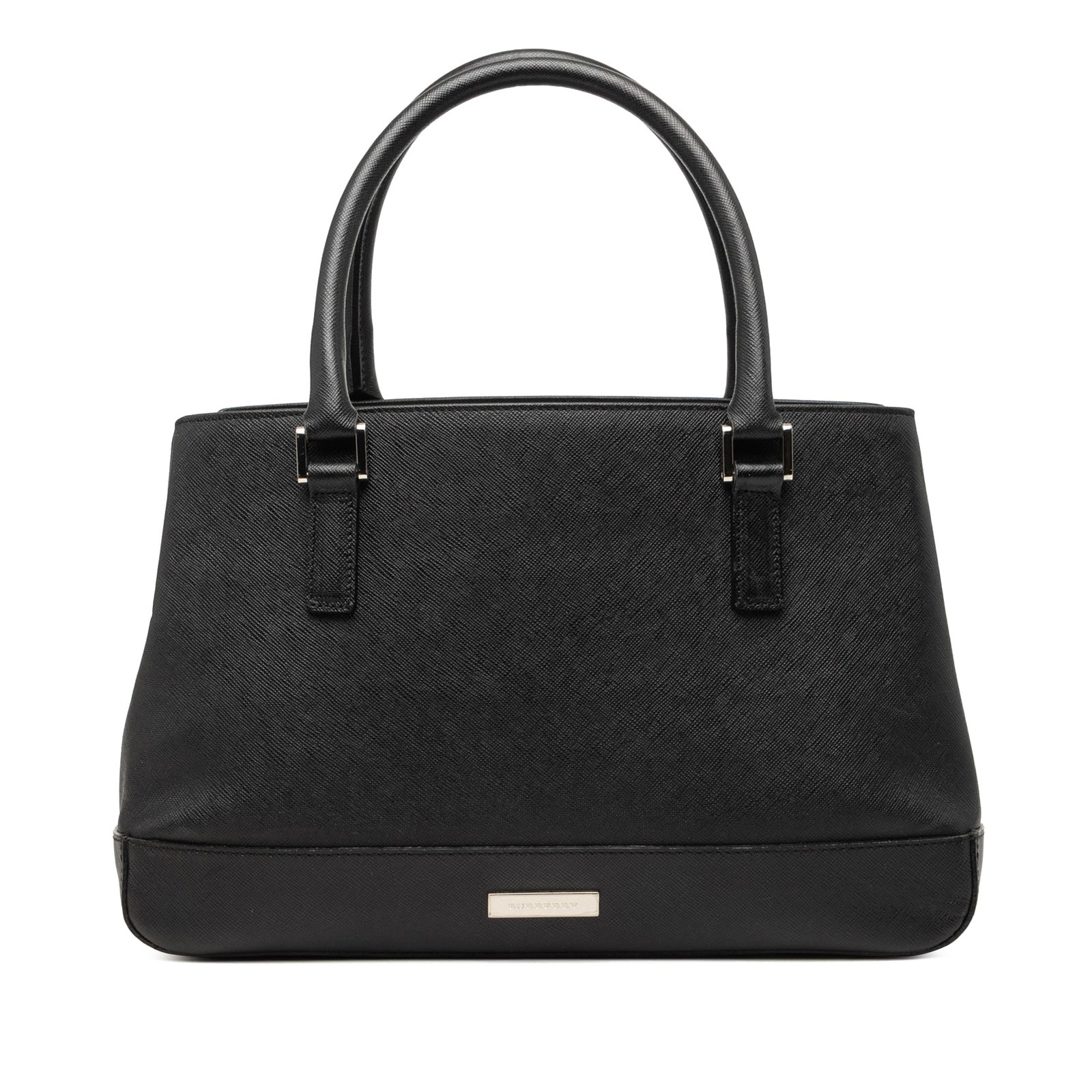 Burberry Calfskin Leather Handbag Black Rolled Handle Bag (1 of 6)