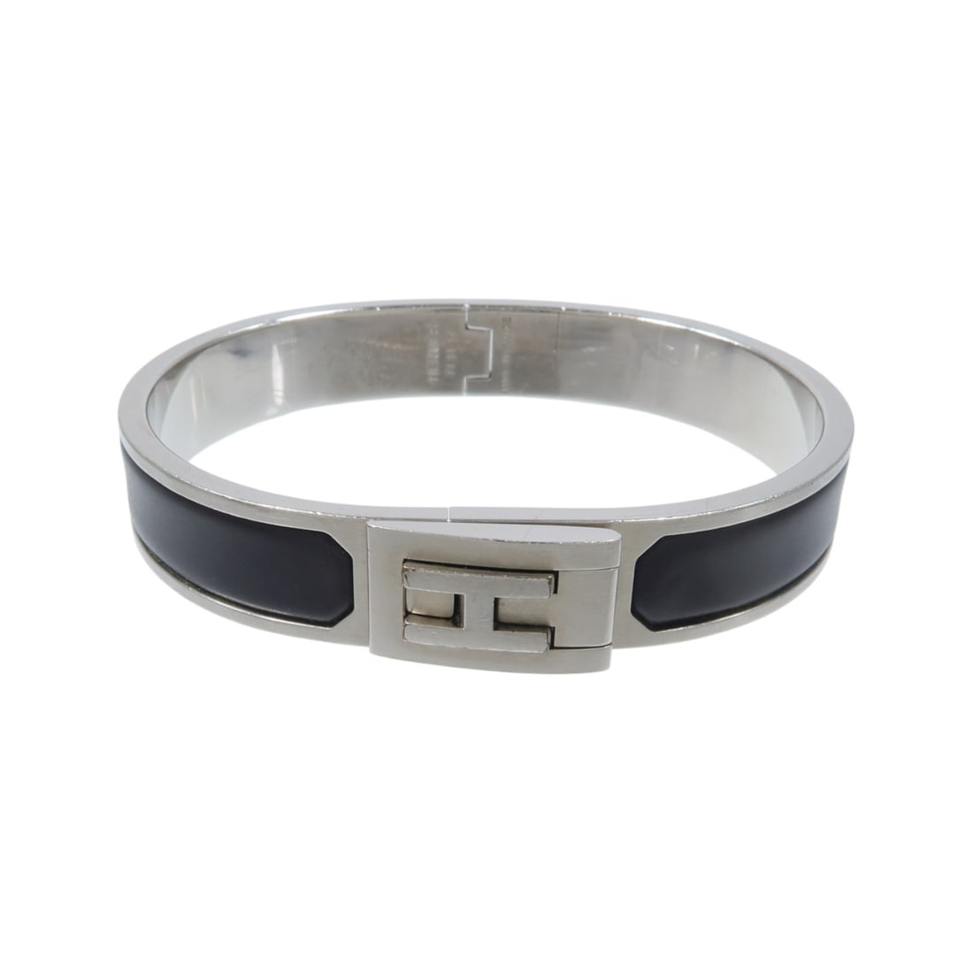 Hermes Jet enamel bracelet black and silver tone PHW: Hermes Jet enamel bracelet black and silver tone PHW Hermes Jet bracelet in black enamel and metal with a silver-tone look. Designed for women, this bracelet comes with a storage box and storage bags.
