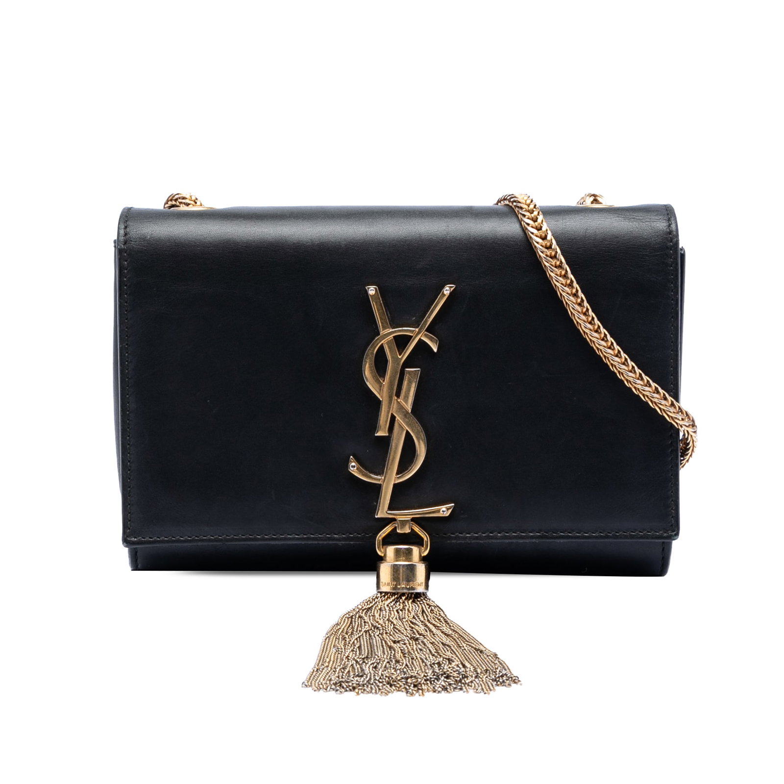Saint Laurent Kate Tassel Leather Crossbody Bag: Saint Laurent Kate Tassel Leather Crossbody Bag This Saint Laurent Small Smooth Calfskin Monogram Kate Tassel Crossbody features a sleek black leather body with a signature tassel detail. The design i