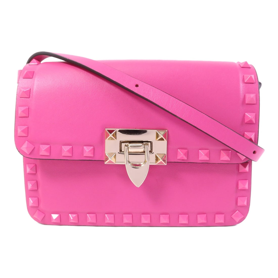 Valentino Rockstud 23 Pink Calfskin Shoulder Bag Gold Tone Hardware (1 of 15)
