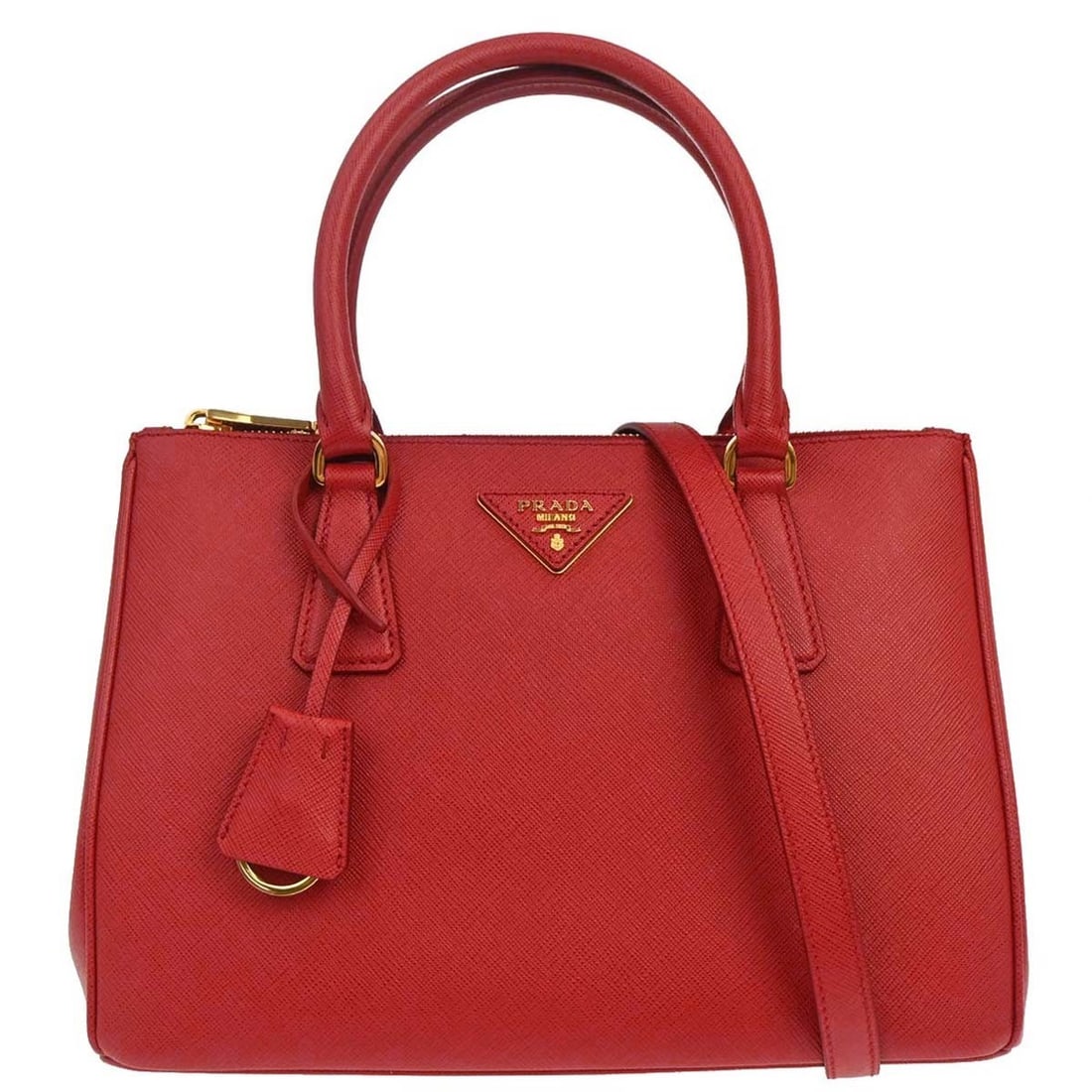PRADA Galleria 1BA863 red leather 2way tote bag: PRADA Galleria 1BA863 red leather 2way tote bag Prada Galleria 2way tote handbag in red leather from the Prada Saffiano line. This medium women's bag features logo accents, multiple interior and exter