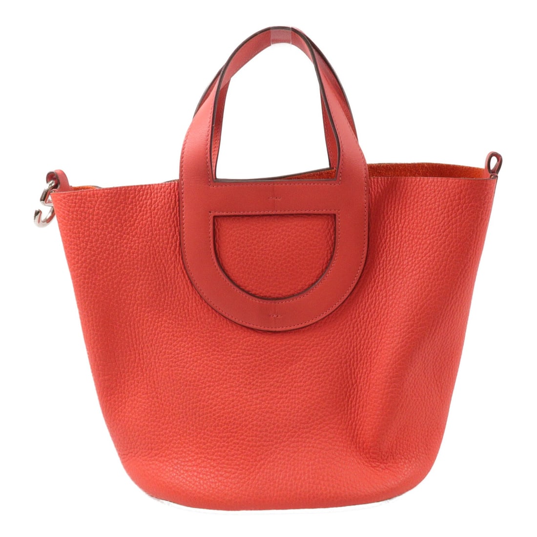Hermes In The Loop 23 Taurillon Clemence Handbag Rose Texas PHW: Hermes In The Loop 23 Taurillon Clemence Handbag Rose Texas PHW Hermes In The Loop 23 handbag in Taurillon Clemence leather and calfskin (cowhide), presented in Rose Texas with red and Rose Texas colo