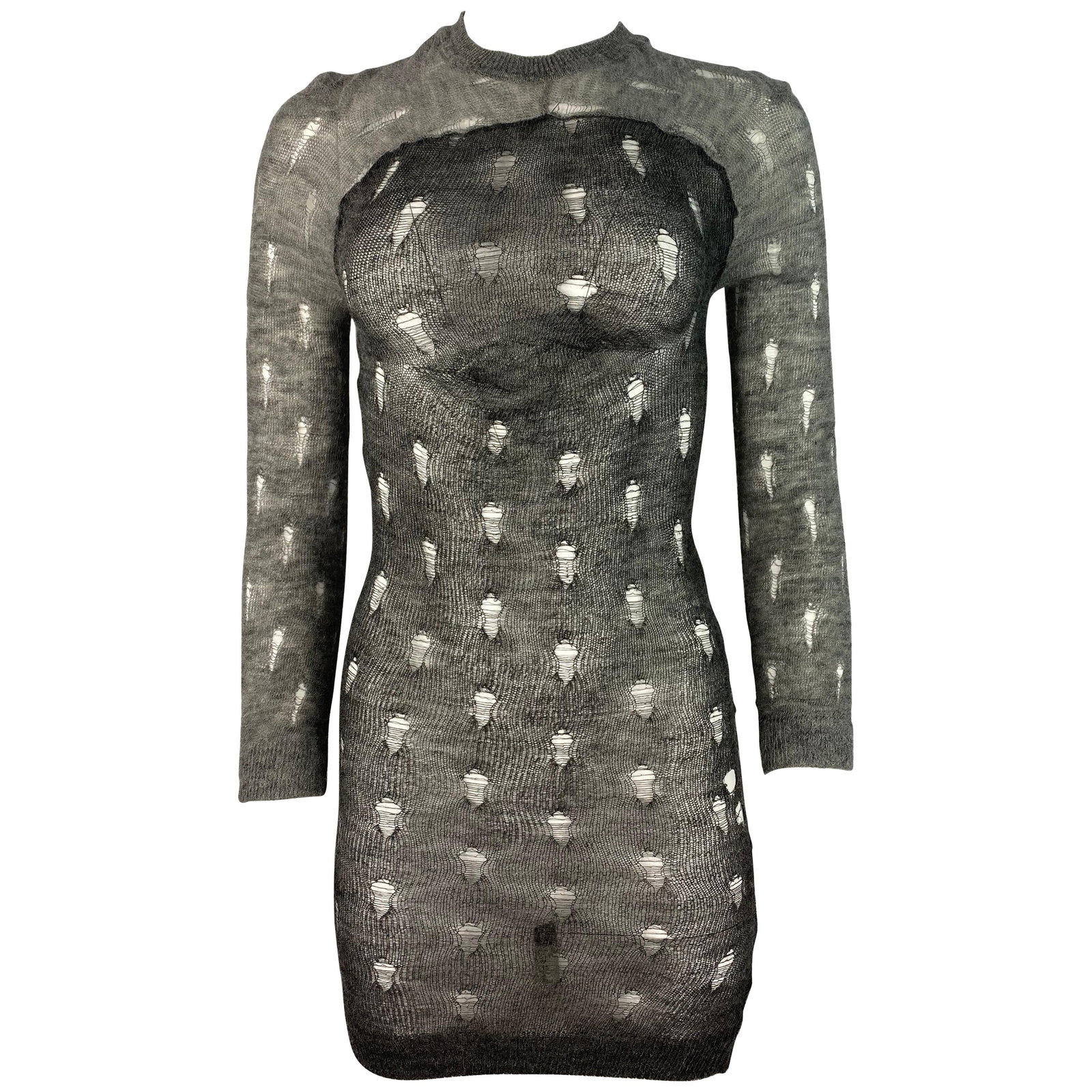 Isabel Marant sheer distressed gray long sleeve sweater (1 of 7)