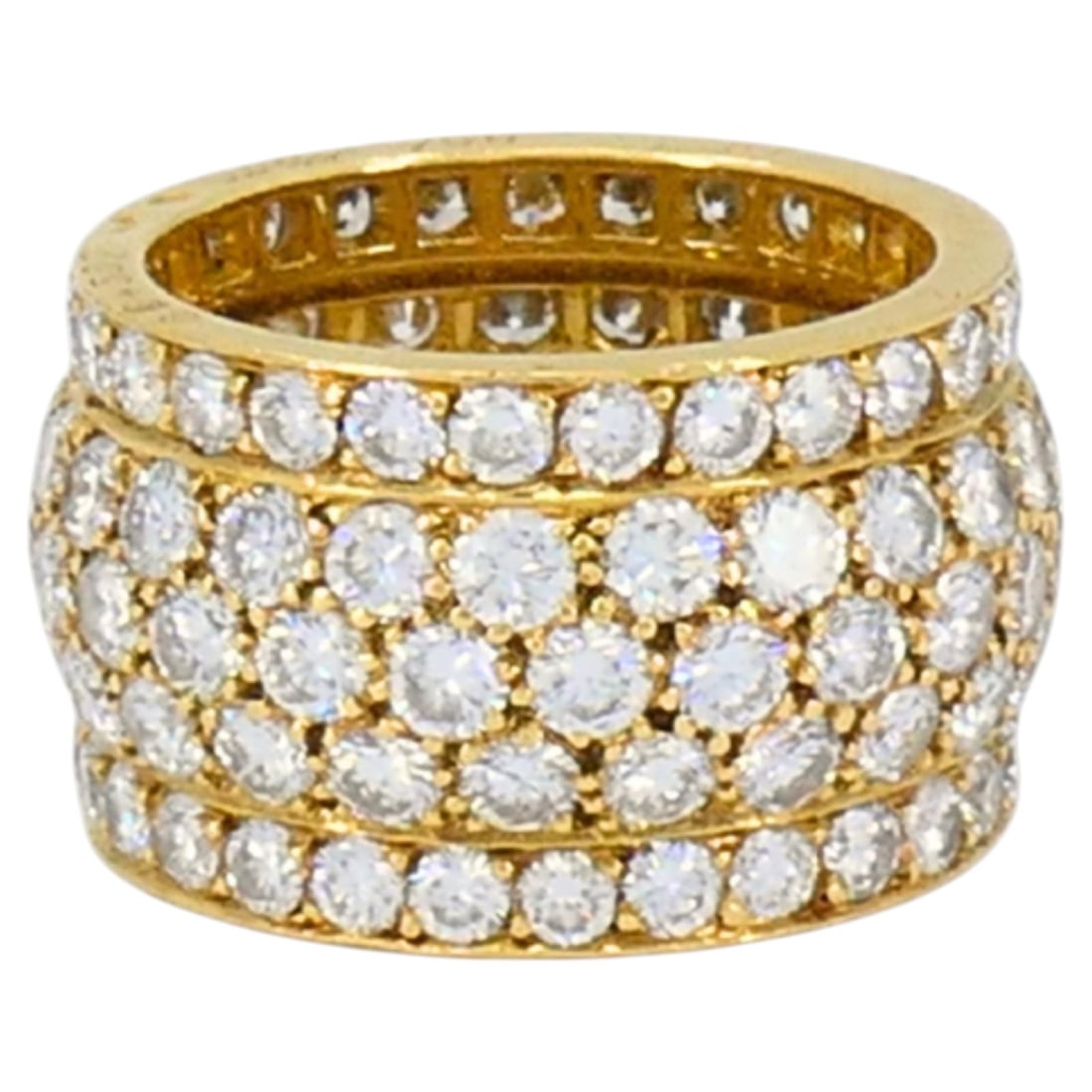 Cartier Nigeria 18k Gold Diamond Pave Band Ring: Cartier Nigeria 18k Gold Diamond Pave Band Ring A vintage Cartier Nigeria band ring from the 2000-2009 period, dated 2000, crafted in 18k gold and set with round-cut diamonds in a wide pave eternity d