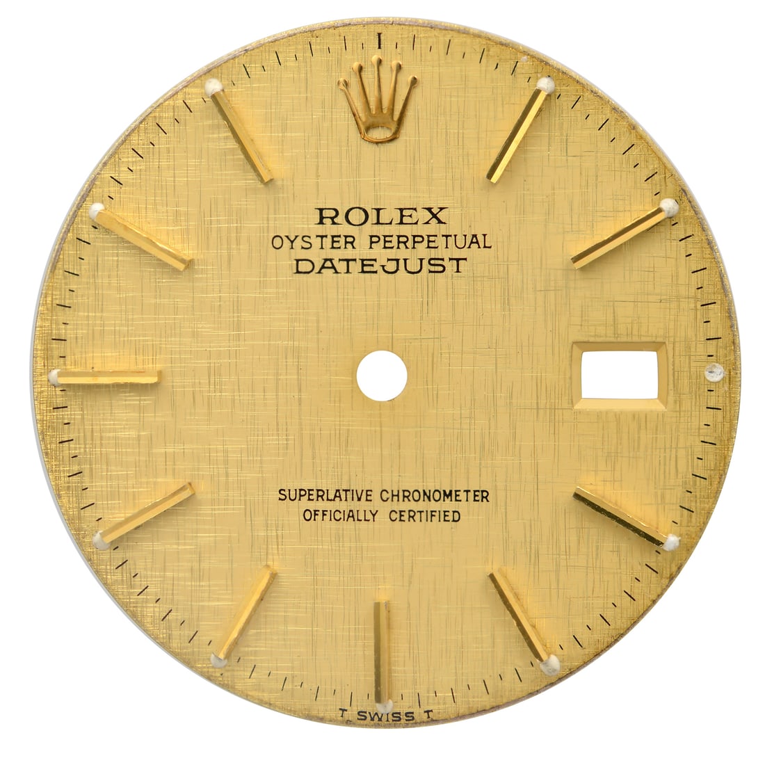 Rolex Datejust Champagne Dial 36mm Non-Numeric Hour Markers: Rolex Datejust Champagne Dial 36mm Non-Numeric Hour Markers This pre-owned Rolex Datejust 36mm watch dial features a stunning champagne color with non-numeric hour markers, making it a stylish
