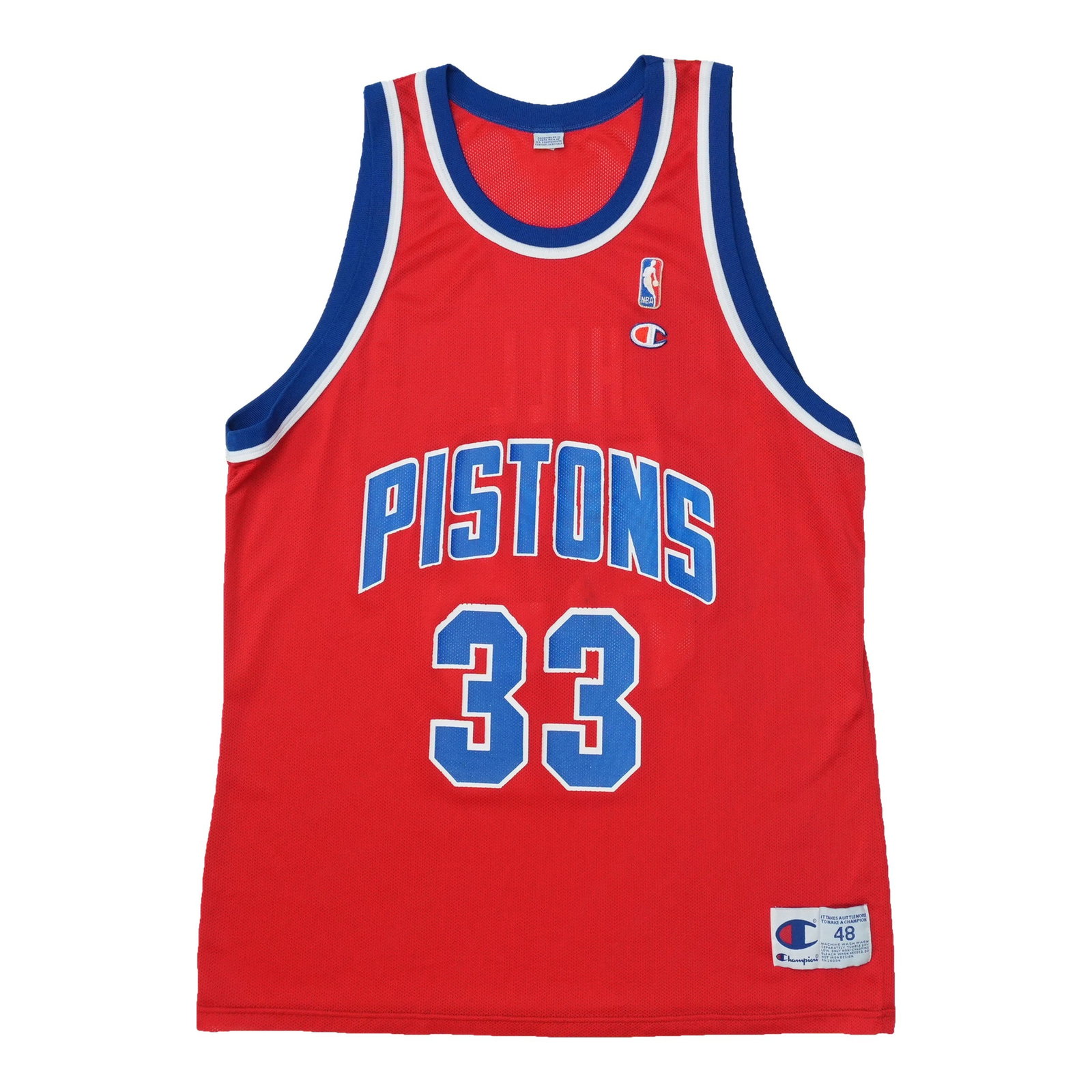 Vintage 1990s Grant Hill Pistons Nylon Basketball Jersey: Vintage 1990s Grant Hill Pistons Nylon Basketball Jersey Authentic vintage 1990s Grant Hill Detroit Pistons jersey in red nylon. This true vintage piece is not a modern reproduction and is described