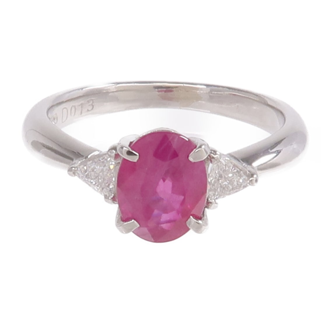 Pt900 Platinum Ruby Diamond Ring Size 4.75 - 2
