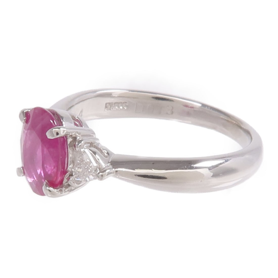 Pt900 Platinum Ruby Diamond Ring Size 4.75 - 3