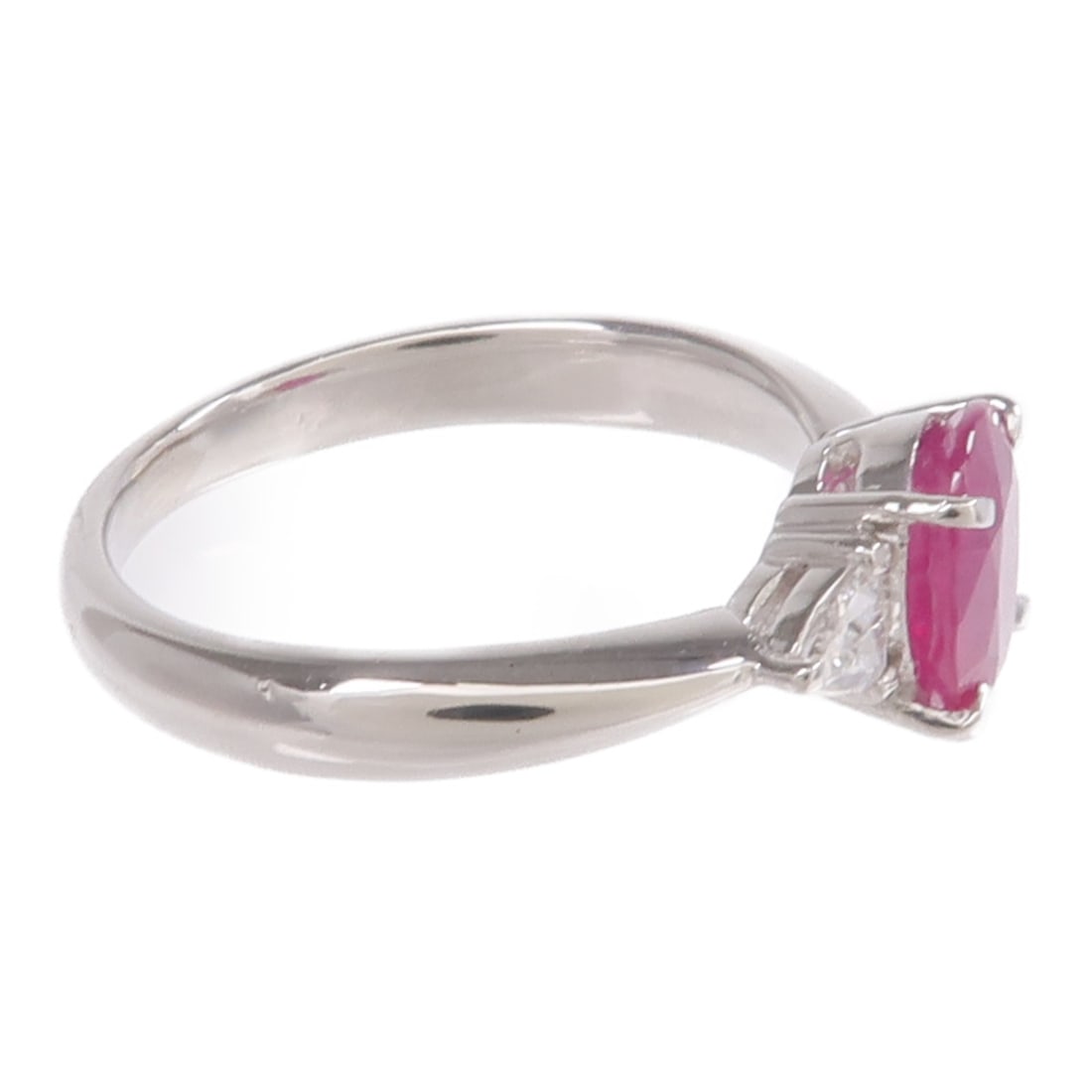 Pt900 Platinum Ruby Diamond Ring Size 4.75 - 4