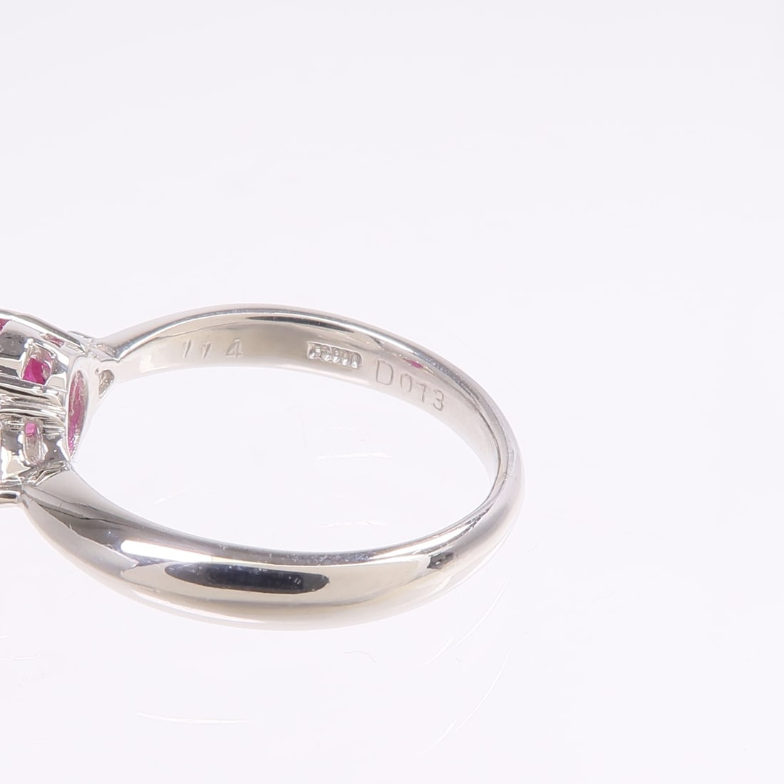 Pt900 Platinum Ruby Diamond Ring Size 4.75 - 5