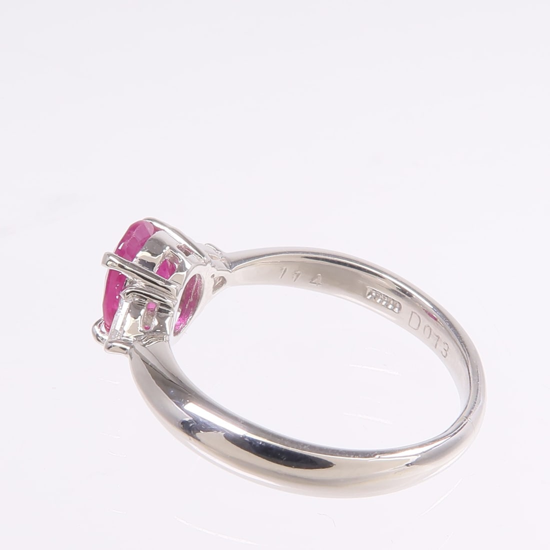 Pt900 Platinum Ruby Diamond Ring Size 4.75 - 6