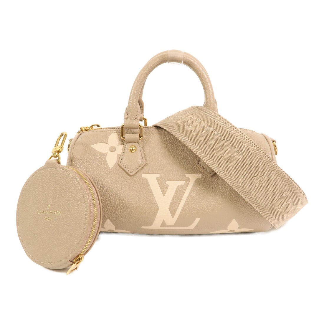 Louis Vuitton Papillon BB M46031 2 Way Bag Monogram Empreinte Beige: Louis Vuitton Papillon BB M46031 2 Way Bag Monogram Empreinte Beige A Louis Vuitton Papillon BB 2 Way Shoulder bag in beige Monogram Empreinte and calfskin (cowhide). This women's bag is made in Franc
