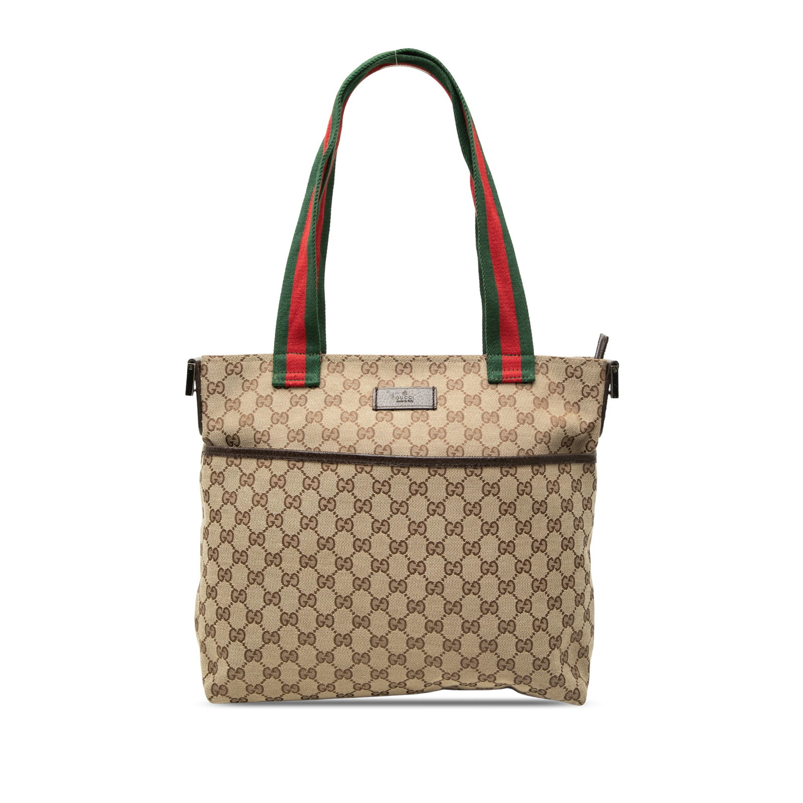 Gucci GG Canvas Satchel Beige Fabric and Leather Trim: Gucci GG Canvas Satchel Beige Fabric and Leather Trim Gucci GG Canvas Web Satchel with a canvas body and leather trim. This satchel features flat web straps, a top zip closure, one exterior slip pocke