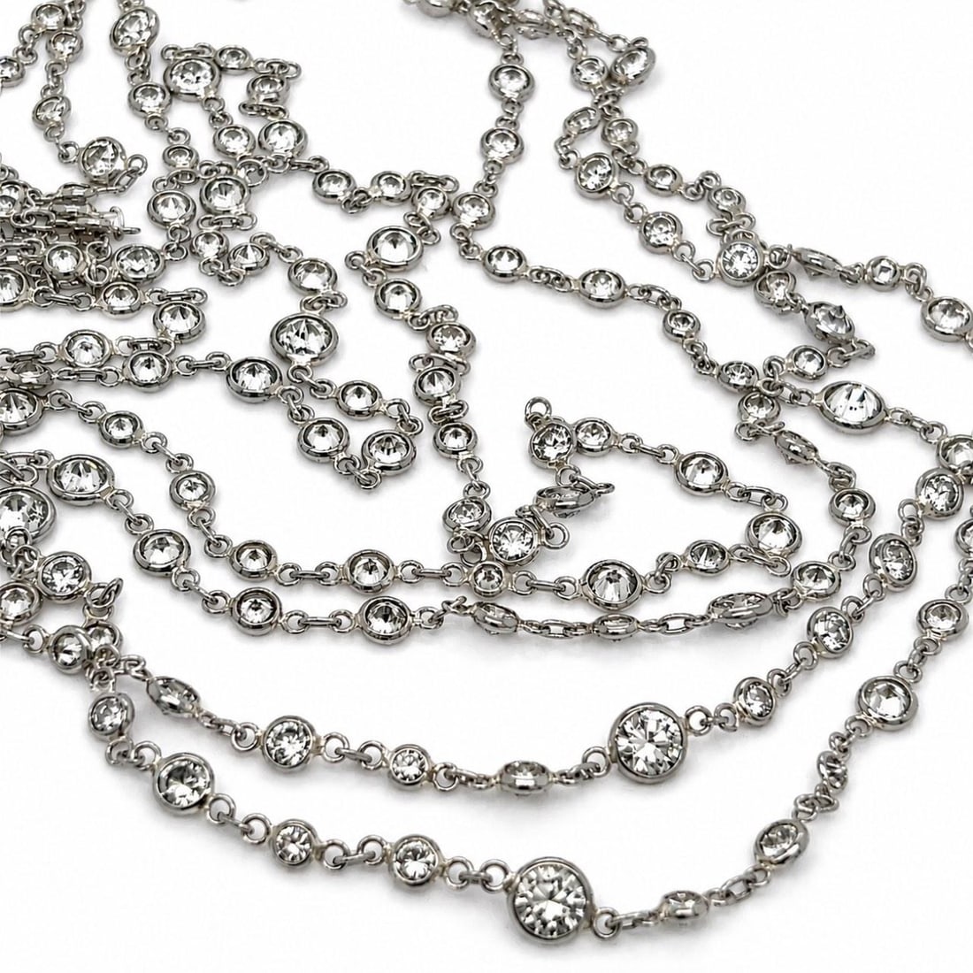 Platinum Diamond by the Yard Necklace 17.00 Ct 54 Inches (1 of 4)