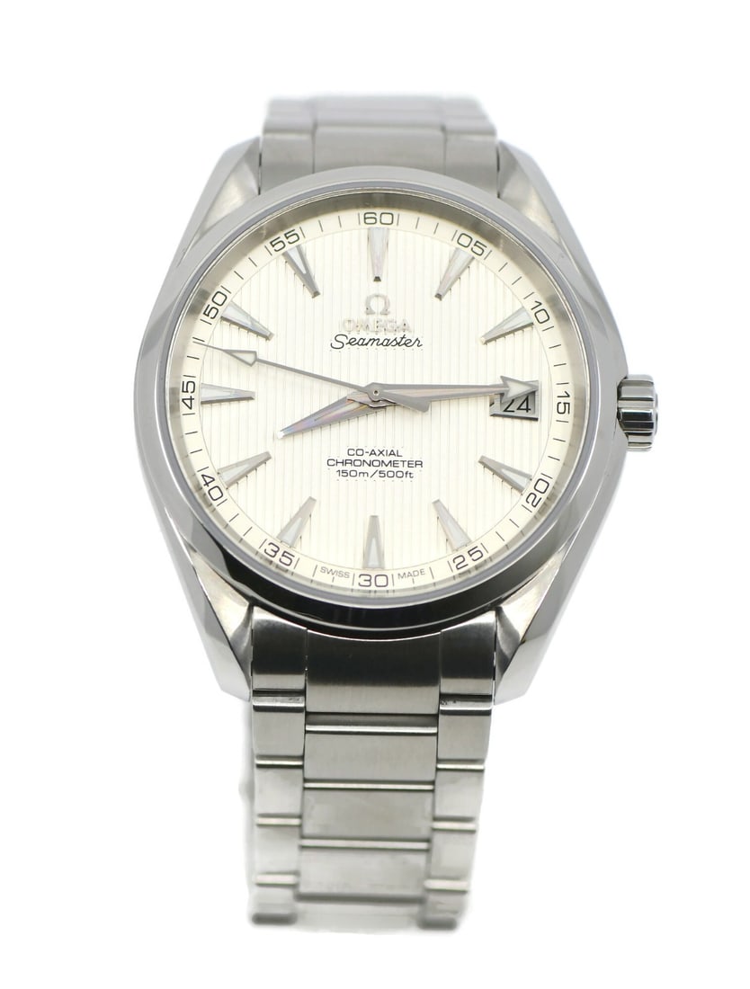 Omega 231.10.42.21.02.001 Seamaster Aqua Terra 42mm steel wristwatch: Omega 231.10.42.21.02.001 Seamaster Aqua Terra 42mm steel wristwatch Pre-owned Omega Seamaster Aqua Terra wristwatch with a stainless steel case and bracelet. This automatic men's watch features a sil