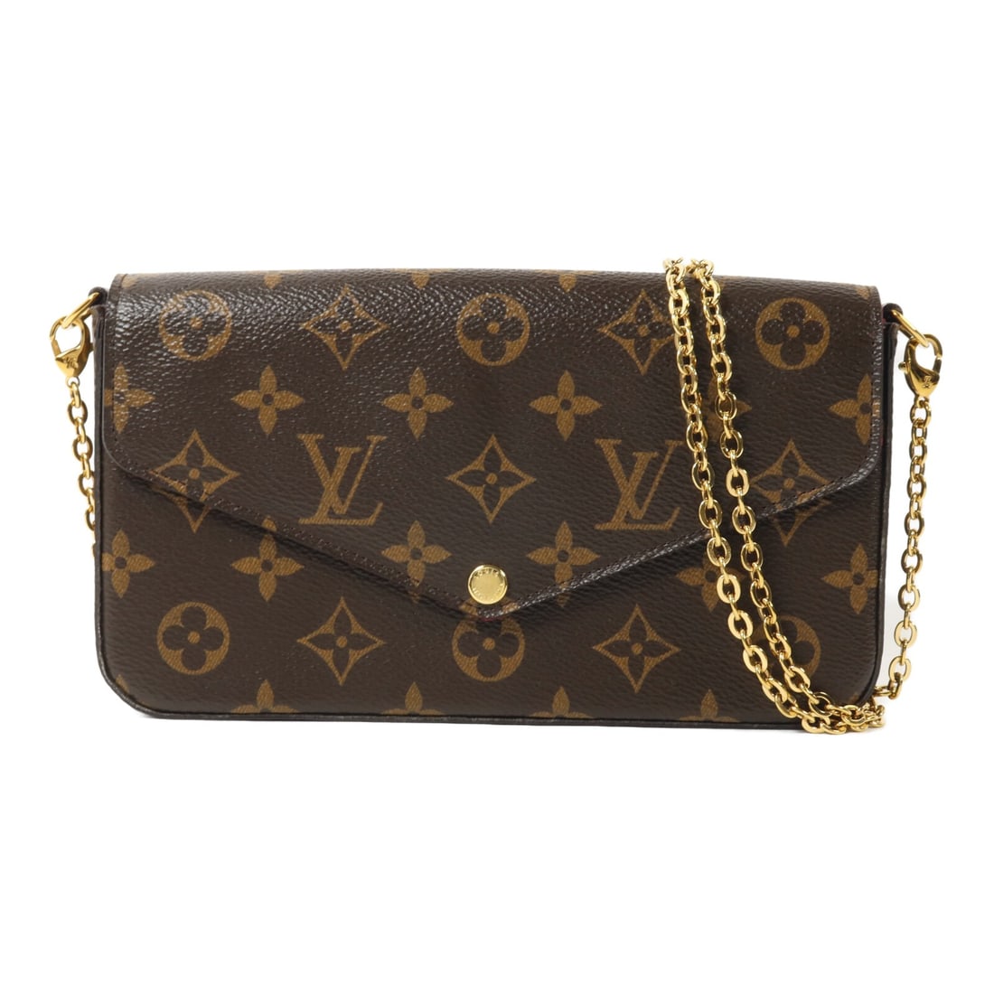 Louis Vuitton Felicie Pochette Shoulder Bag M81896 Monogram Canvas: Louis Vuitton Felicie Pochette Shoulder Bag M81896 Monogram Canvas Louis Vuitton Felicie Pochette chain shoulder bag in Monogram PVC coated canvas. This women's shoulder bag features a brown exterior 