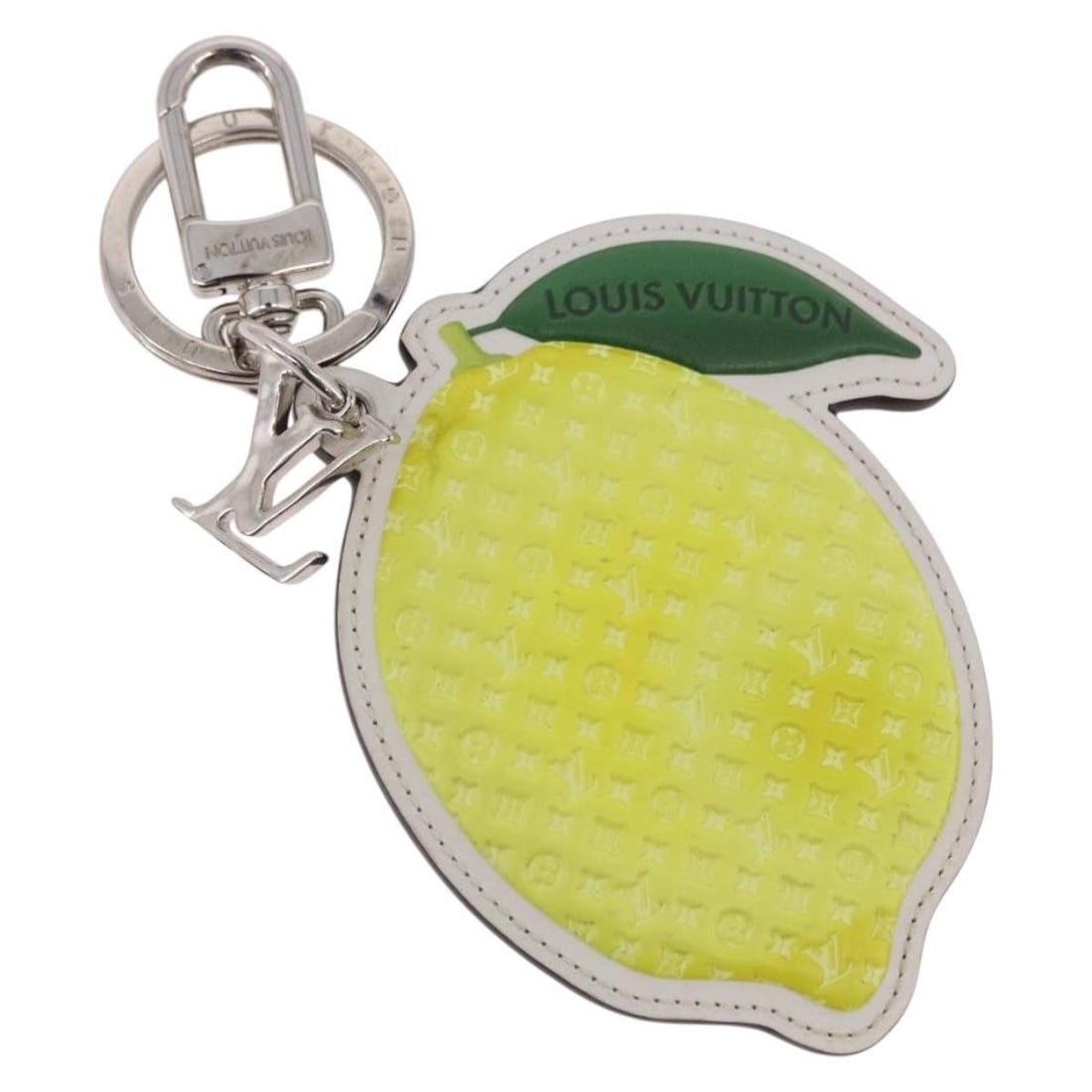 Louis Vuitton MP3270 Porte Cles LV Lemon Monogram Leather Charm: Louis Vuitton MP3270 Porte Cles LV Lemon Monogram Leather Charm Louis Vuitton Monogram Porte Cles LV Lemon Charm in yellow monogram/monogram canvas and leather. This charm is made in Italy and comes w