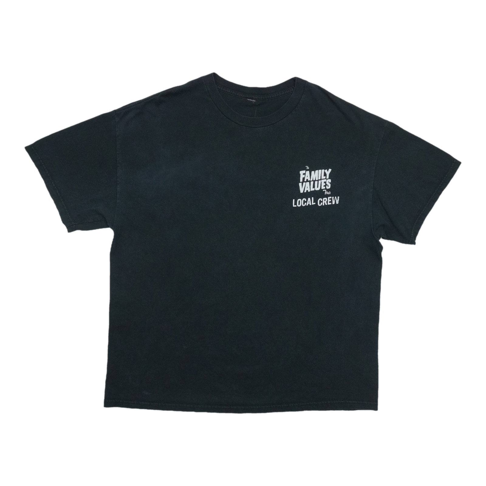 Black 1999 Family Values Tour Crew T Shirt 100% Cotton: Black 1999 Family Values Tour Crew T Shirt 100% Cotton Authentic vintage 1999 Family Values Tour Local Crew shirt from the 1990s. This original single-stitch shirt is not a modern reproduction and is