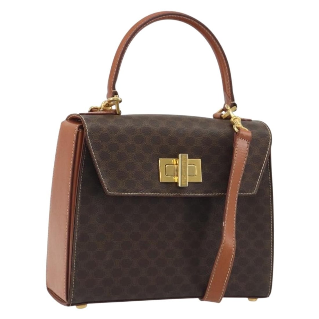 CELINE Macadam 2way Hand Bag Brown PVC Leather with Shoulder Strap (1 of 18)