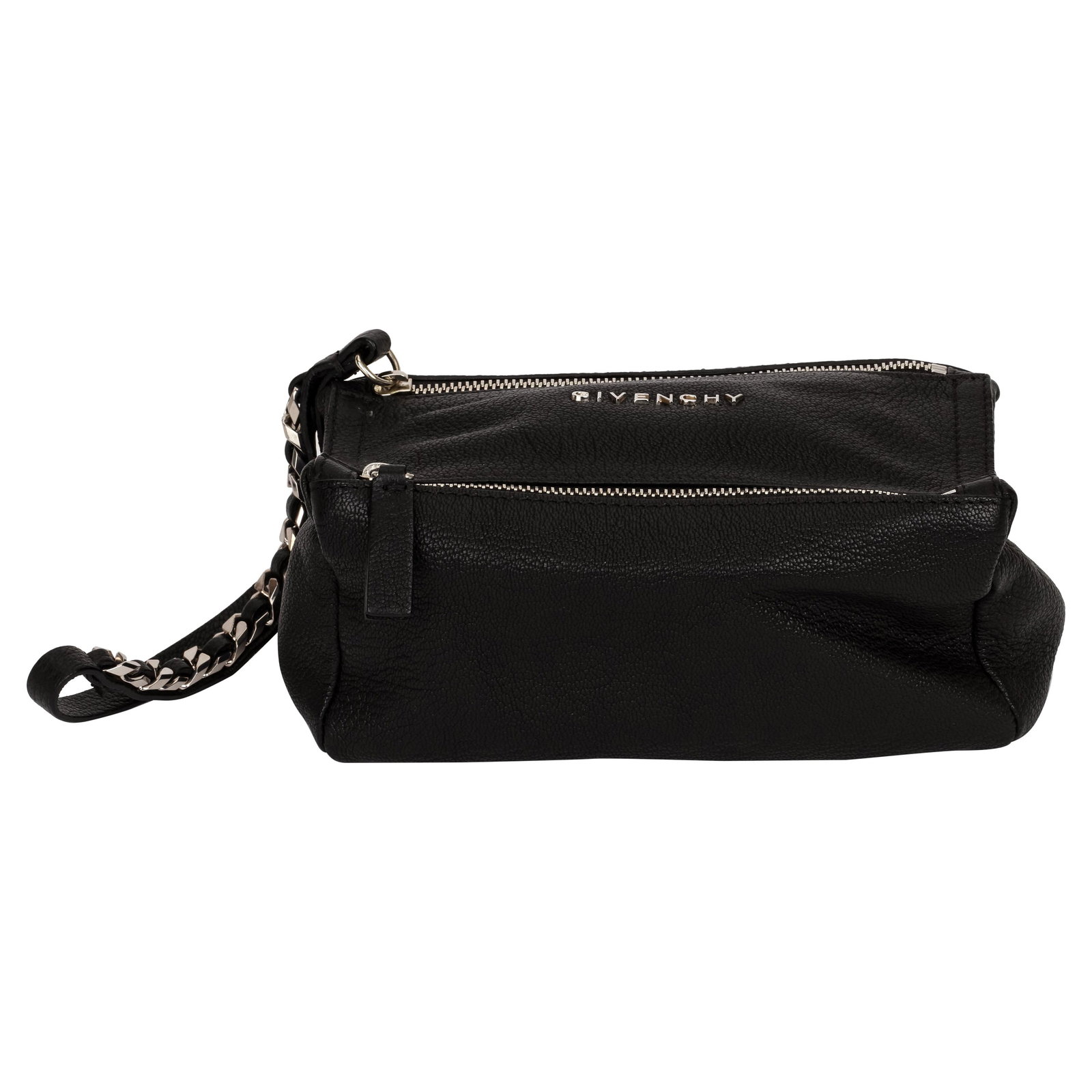 Givenchy Black Leather Double Zip Pochette Bag Italy: Givenchy Black Leather Double Zip Pochette Bag Italy Elevate your accessory collection with this exquisite Givenchy Black Leather Pochette Bag. Crafted in Italy, this designer piece features a sleek d
