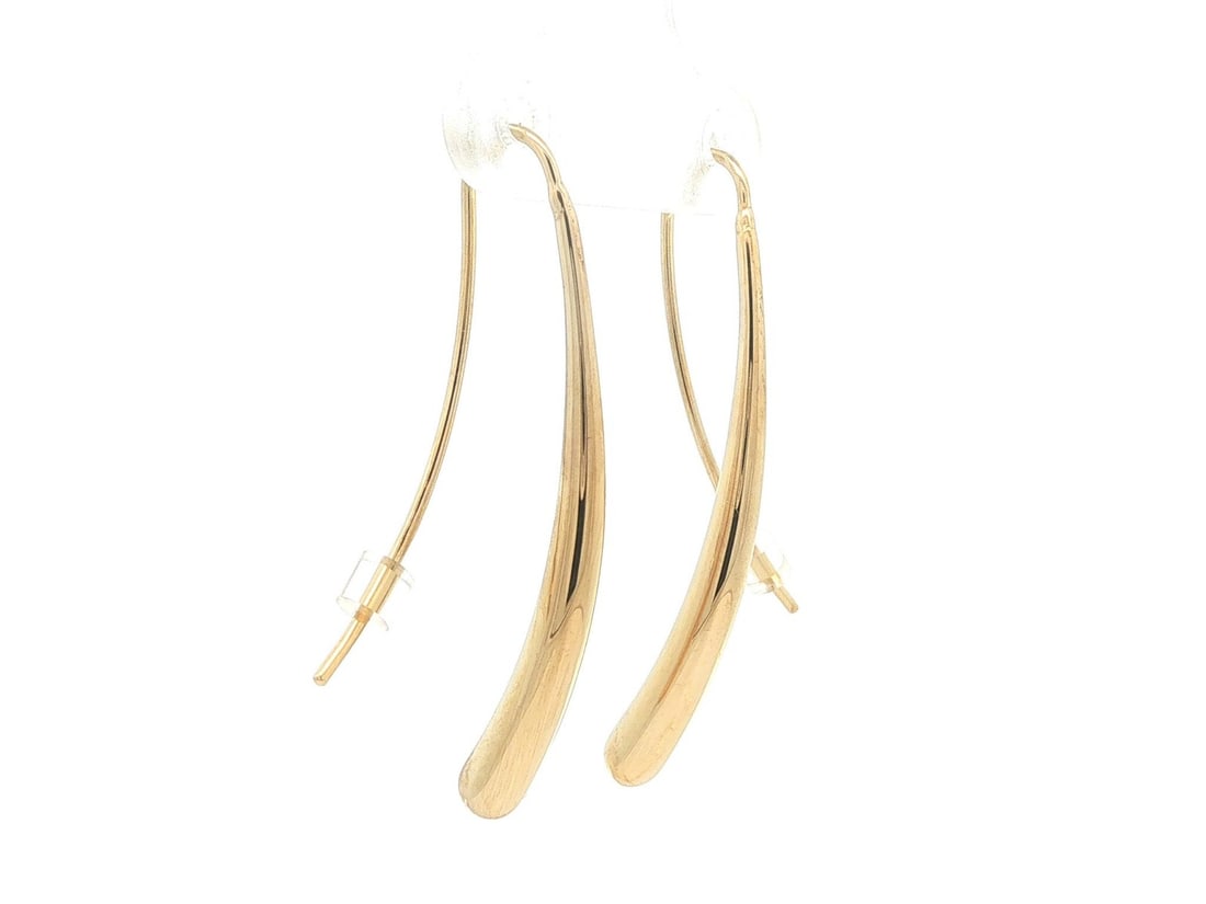Unbranded Carla 14k Yellow Gold Teardrop Dangle Earrings Hook Wire: Unbranded Carla 14k Yellow Gold Teardrop Dangle Earrings Hook Wire Pair of plain teardrop tube dangle earrings in solid yellow gold with long hook wire closures. Designed for pierced ears, these unbra