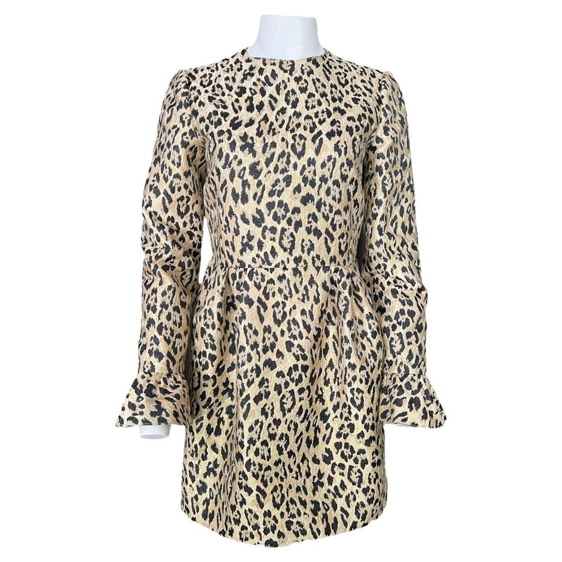 Valentino Size 44 Leopard Brocade Mini Dress (1 of 8)